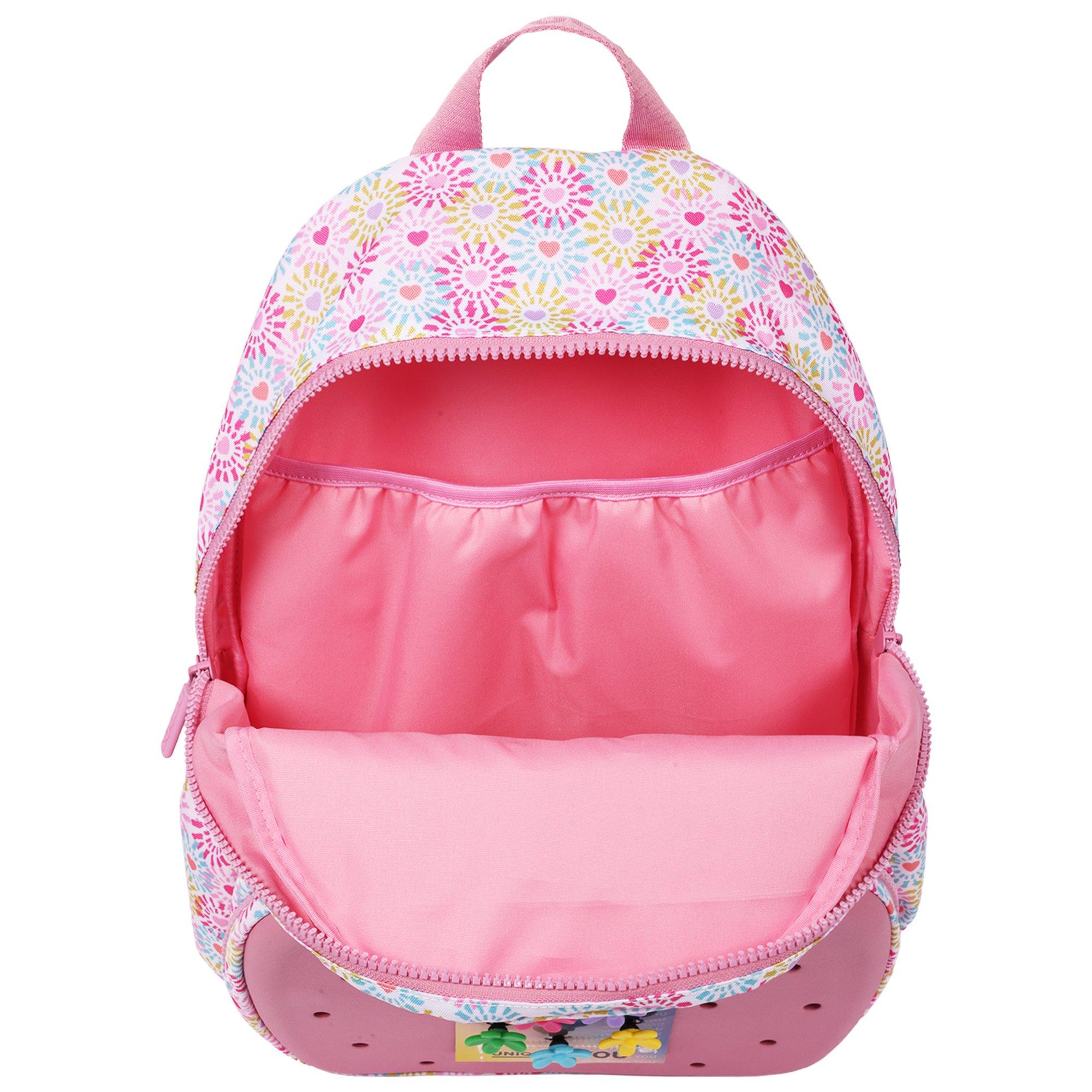 Crocs Back to School Customizable Backpack with EVA Front Pocket and Floral Jibbitz Charms - Rose - ROSE
