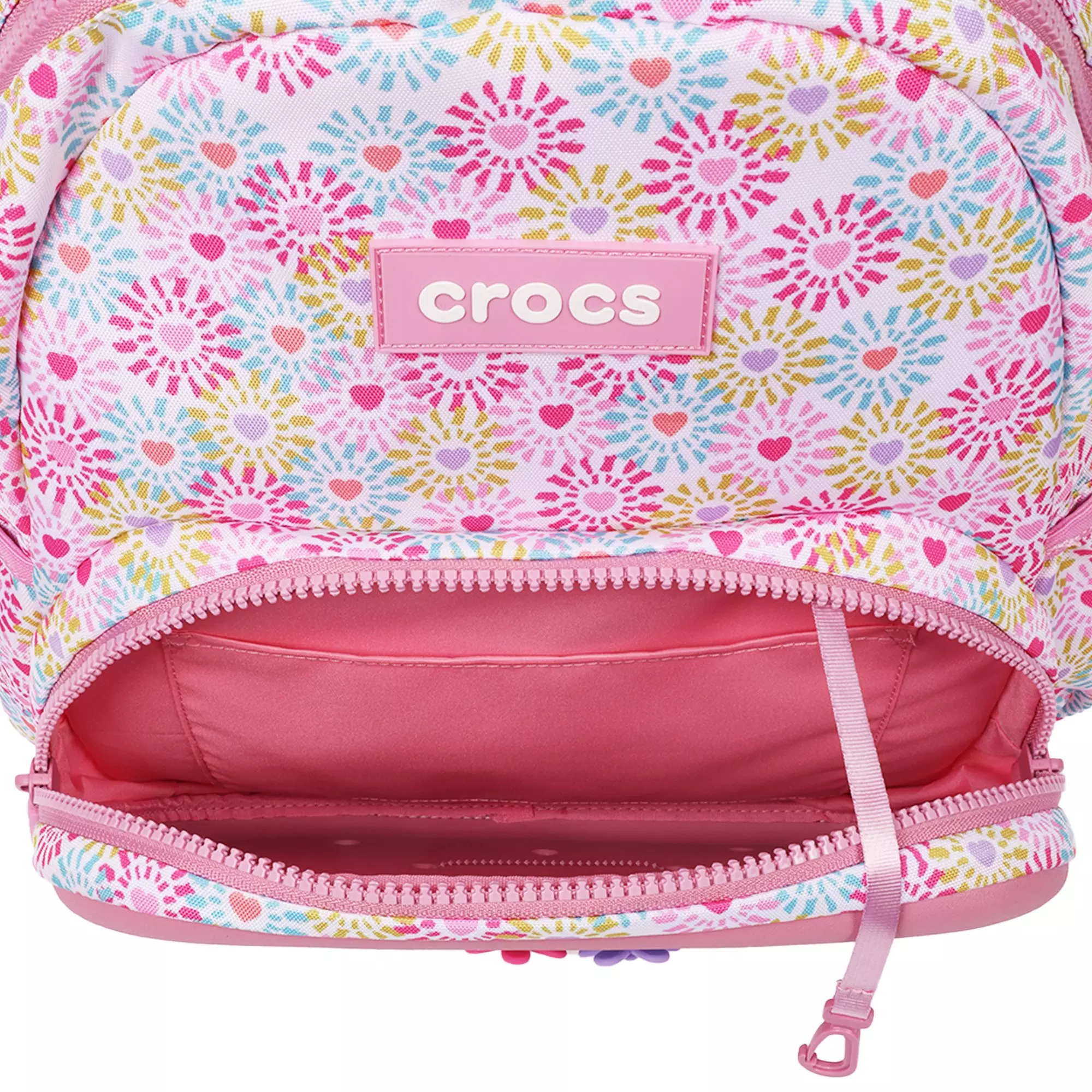 Crocs Back to School Customizable Backpack with EVA Front Pocket and Floral Jibbitz Charms - Rose - ROSE