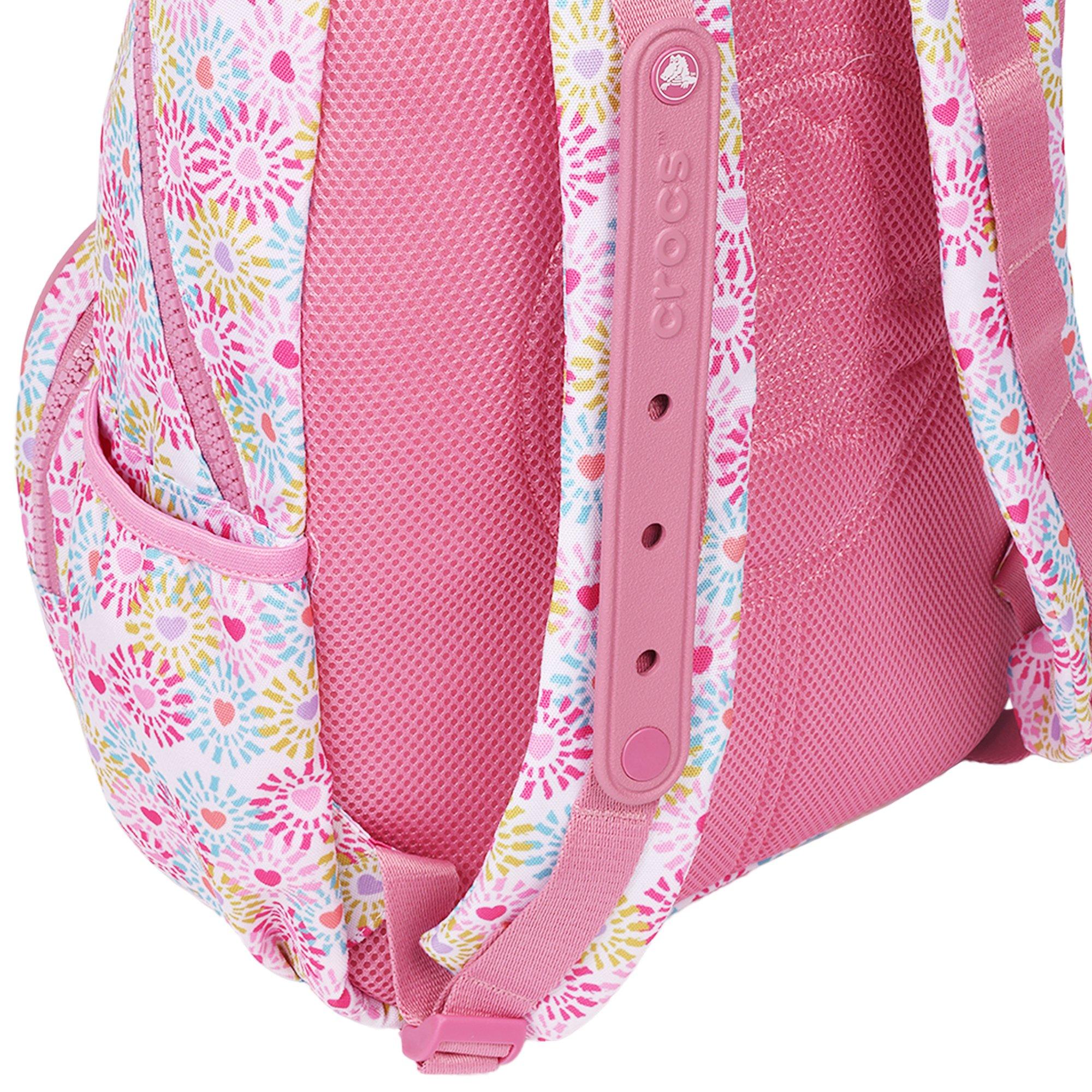 Crocs Back to School Customizable Backpack with EVA Front Pocket and Floral Jibbitz Charms - Rose - ROSE