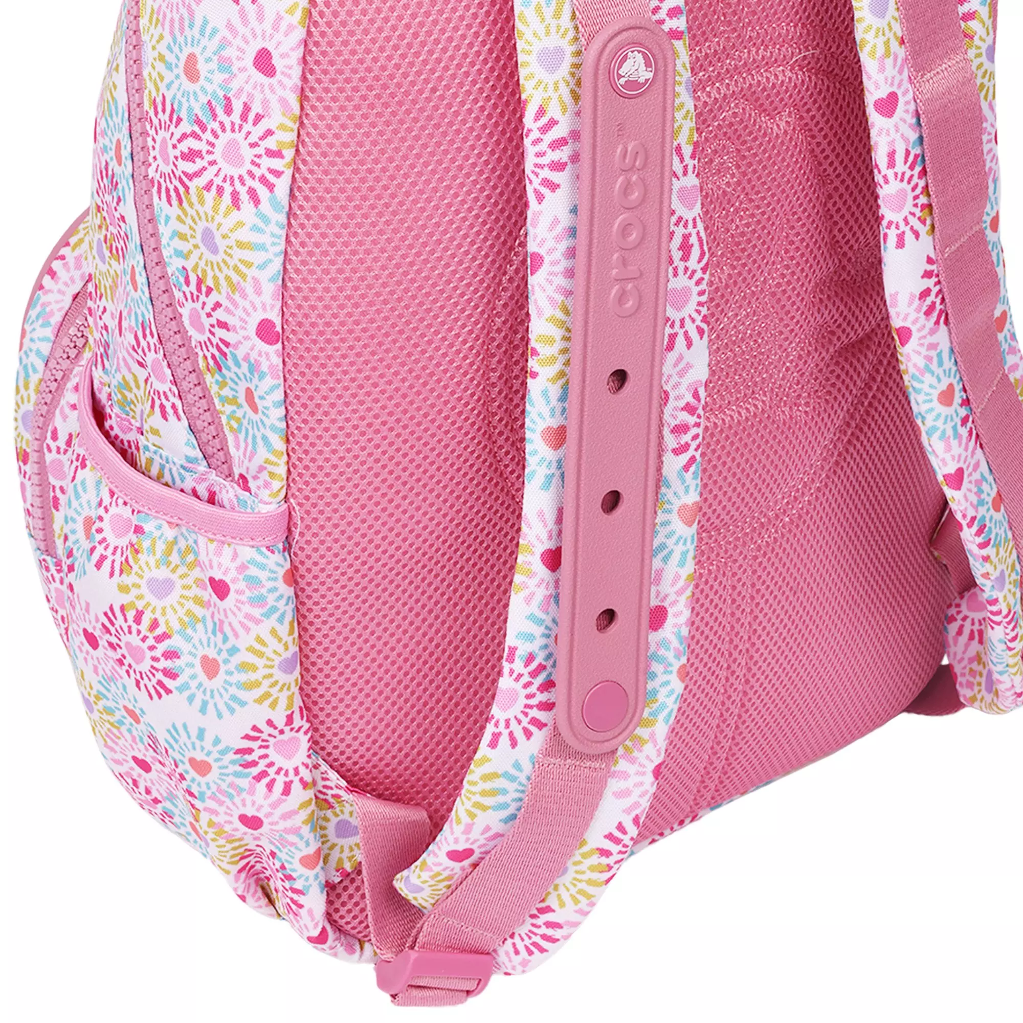 Crocs Back to School Customizable Backpack with EVA Front Pocket and Floral Jibbitz Charms - Rose - ROSE