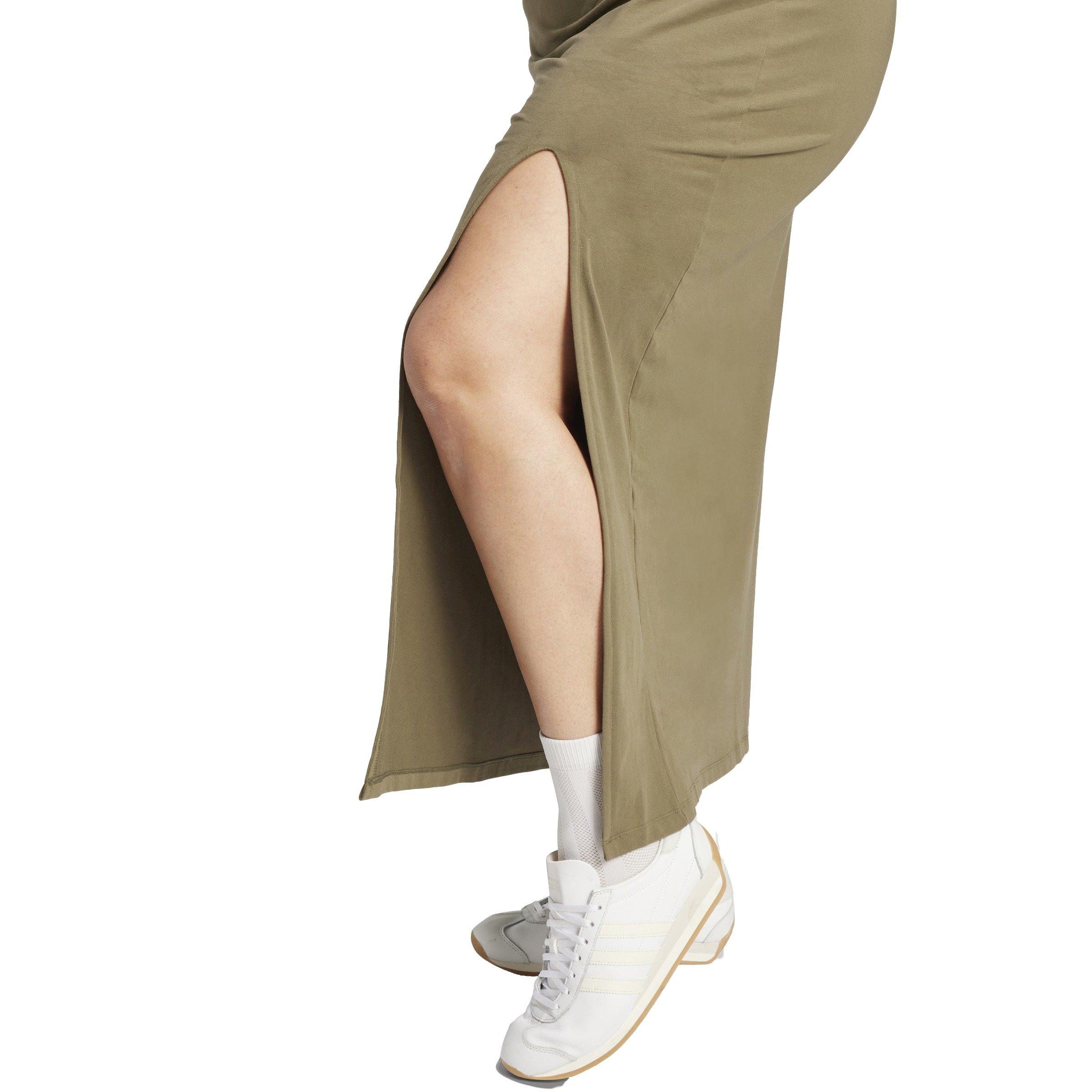 adidas Originals Women's Classics 3-Stripes Adicolor V-Neck Maxi Dress -Olive Green - OLIVE GREEN Thumbnail View 4