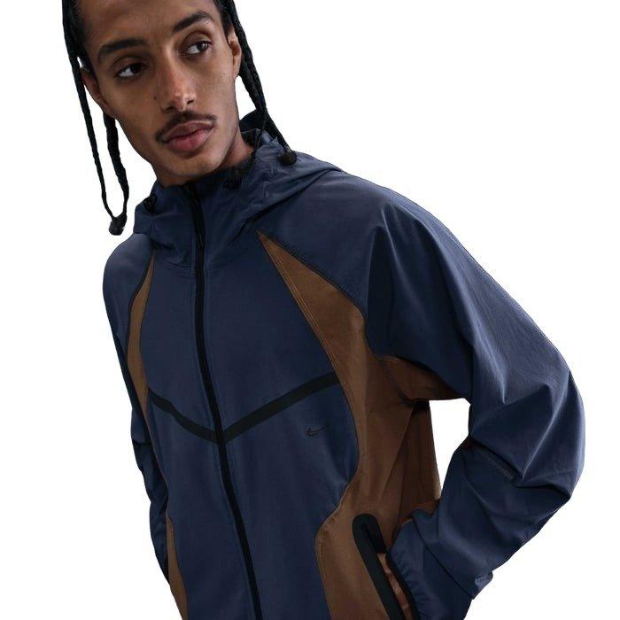 Nike Men's Tech Dri-FIT Woven Loose Color-Block Windrunner Jacket - Blue/Brown - BLUE/BROWN Thumbnail View 1
