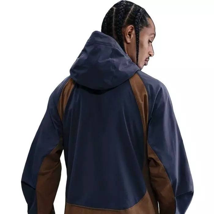 Nike Men's Tech Dri-FIT Woven Loose Color-Block Windrunner Jacket - Blue/Brown - BLUE/BROWN