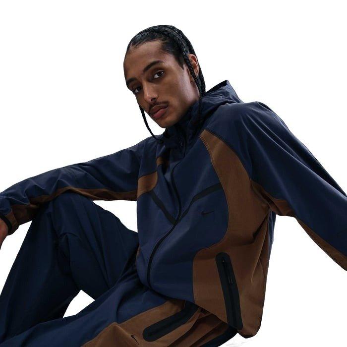Nike Men's Tech Dri-FIT Woven Loose Color-Block Windrunner Jacket - Blue/Brown - BLUE/BROWN Thumbnail View 3