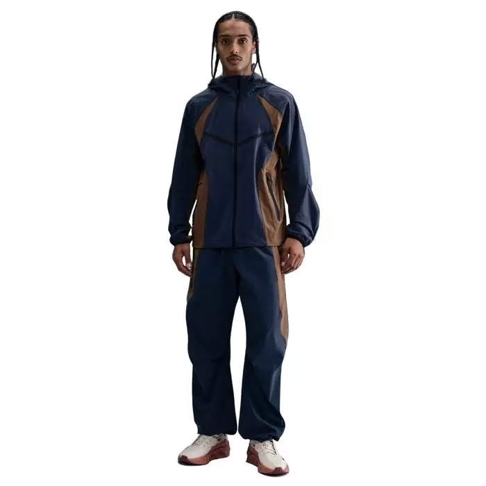 Nike Men's Tech Dri-FIT Woven Loose Color-Block Windrunner Jacket - Blue/Brown - BLUE/BROWN