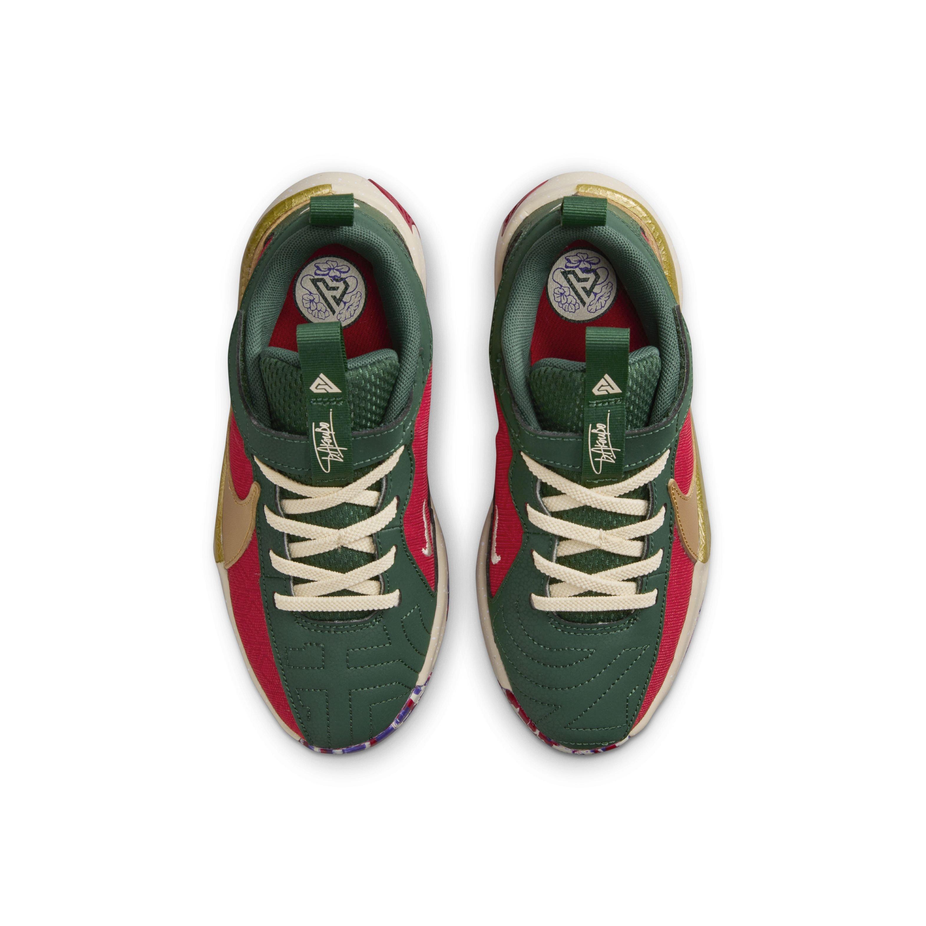 Nike Freak 5 "Gym Red/Metallic Gold/Court Purple" Preschool Boys' Basketball Shoe - RED/GOLD/PURPLE Thumbnail View 4