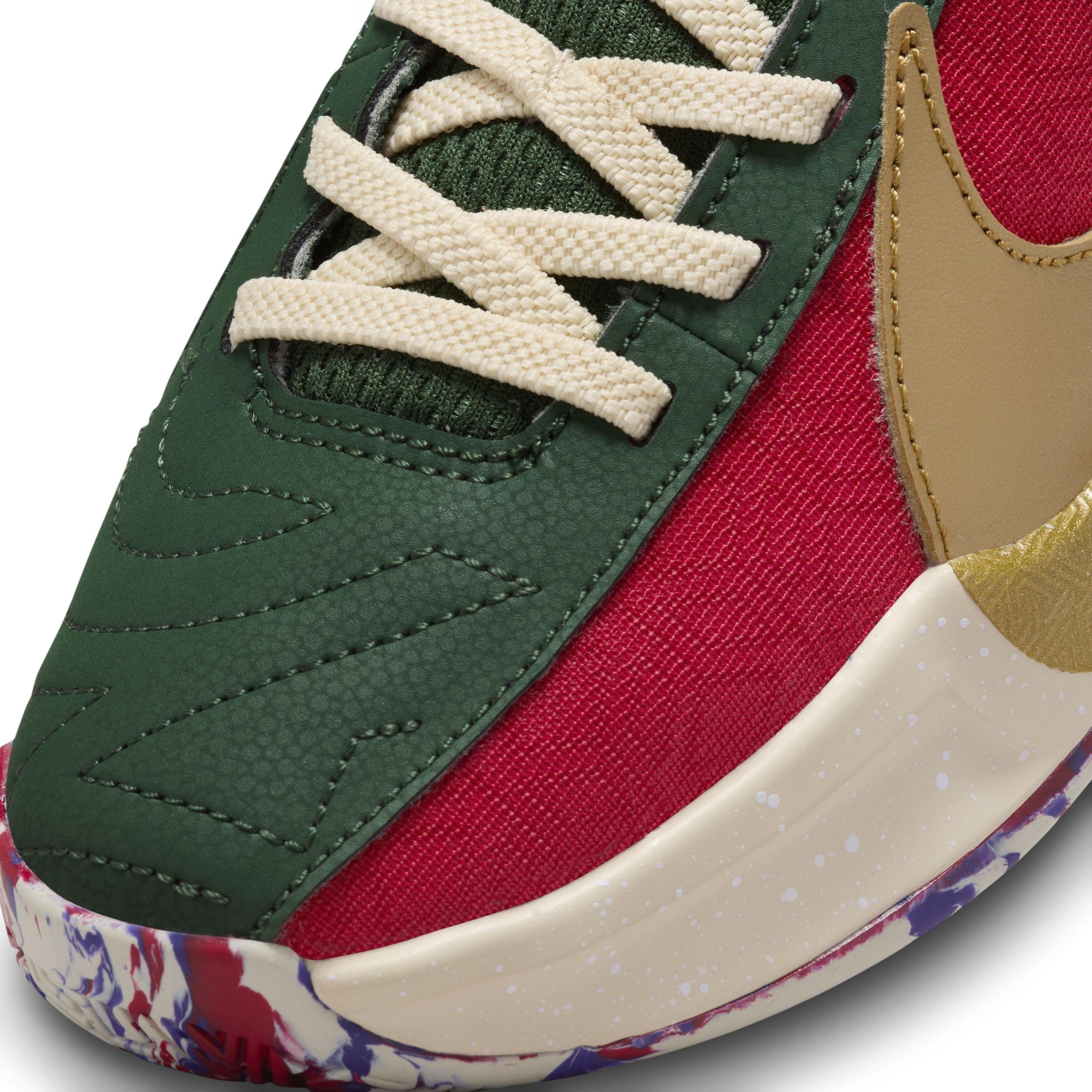 Nike Freak 5 "Gym Red/Metallic Gold/Court Purple" Preschool Boys' Basketball Shoe - RED/GOLD/PURPLE Thumbnail View 7