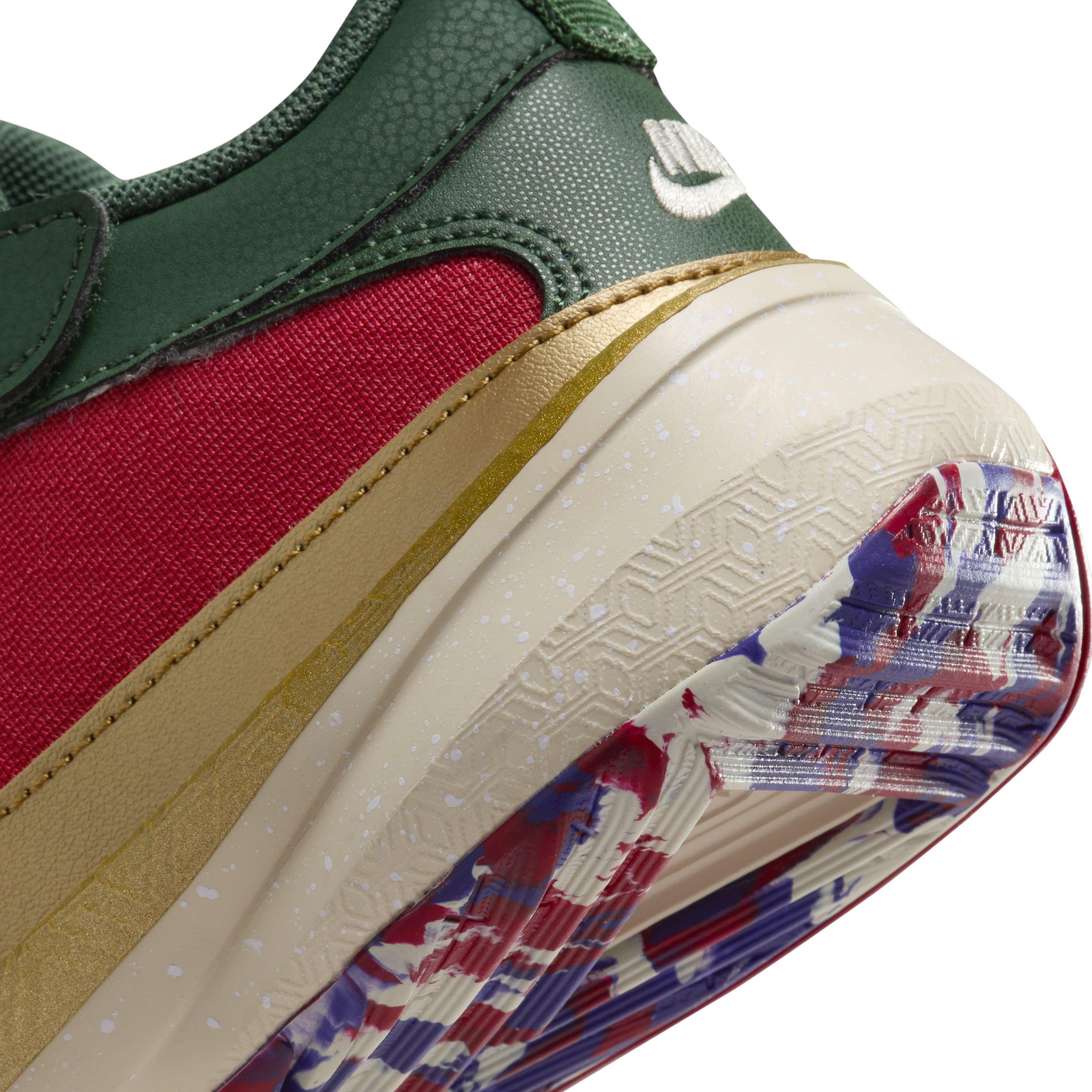 Nike Freak 5 "Gym Red/Metallic Gold/Court Purple" Preschool Boys' Basketball Shoe - RED/GOLD/PURPLE Thumbnail View 8