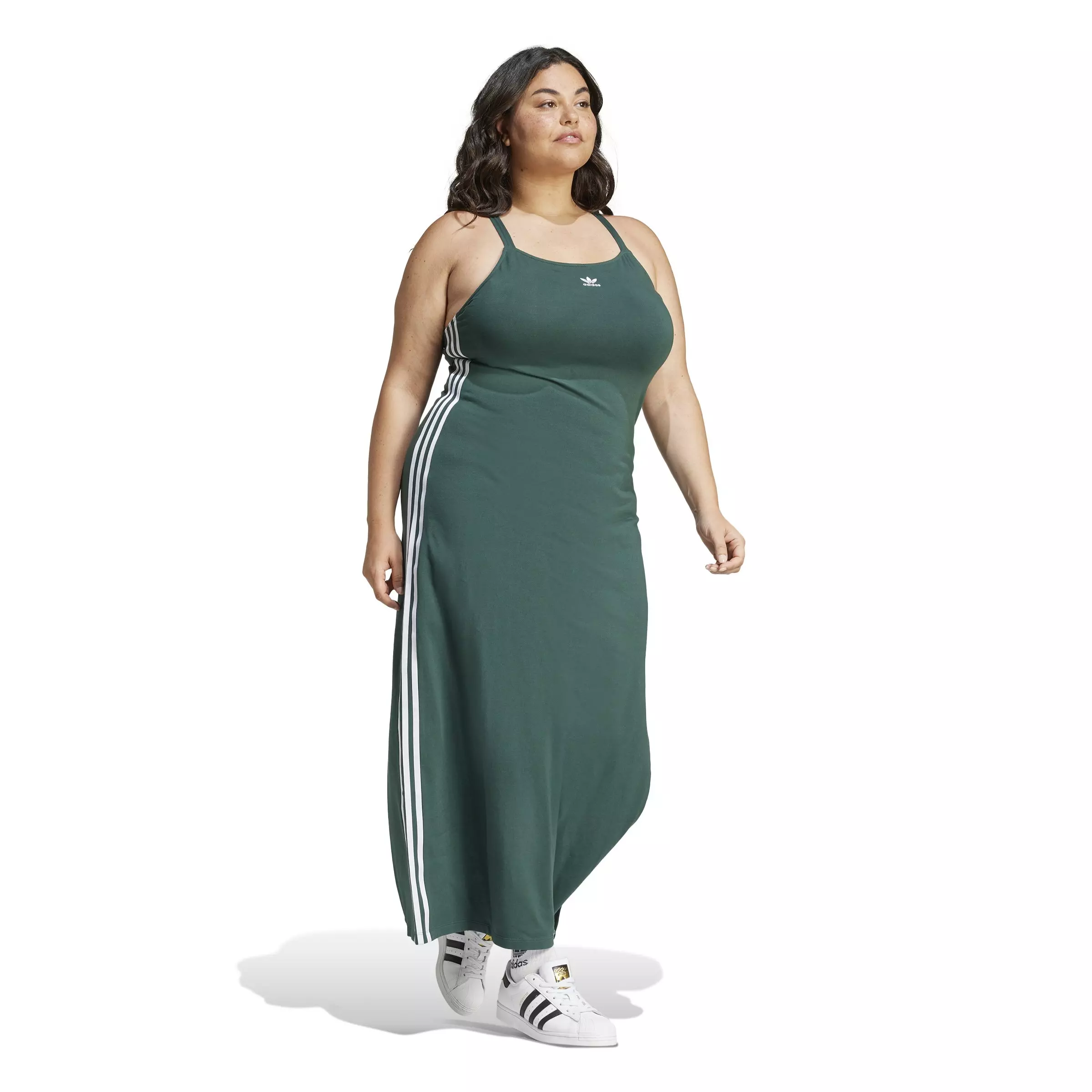 adidas Originals Women's 3-Stripes Adicolor Maxi Dress -Green - GREEN