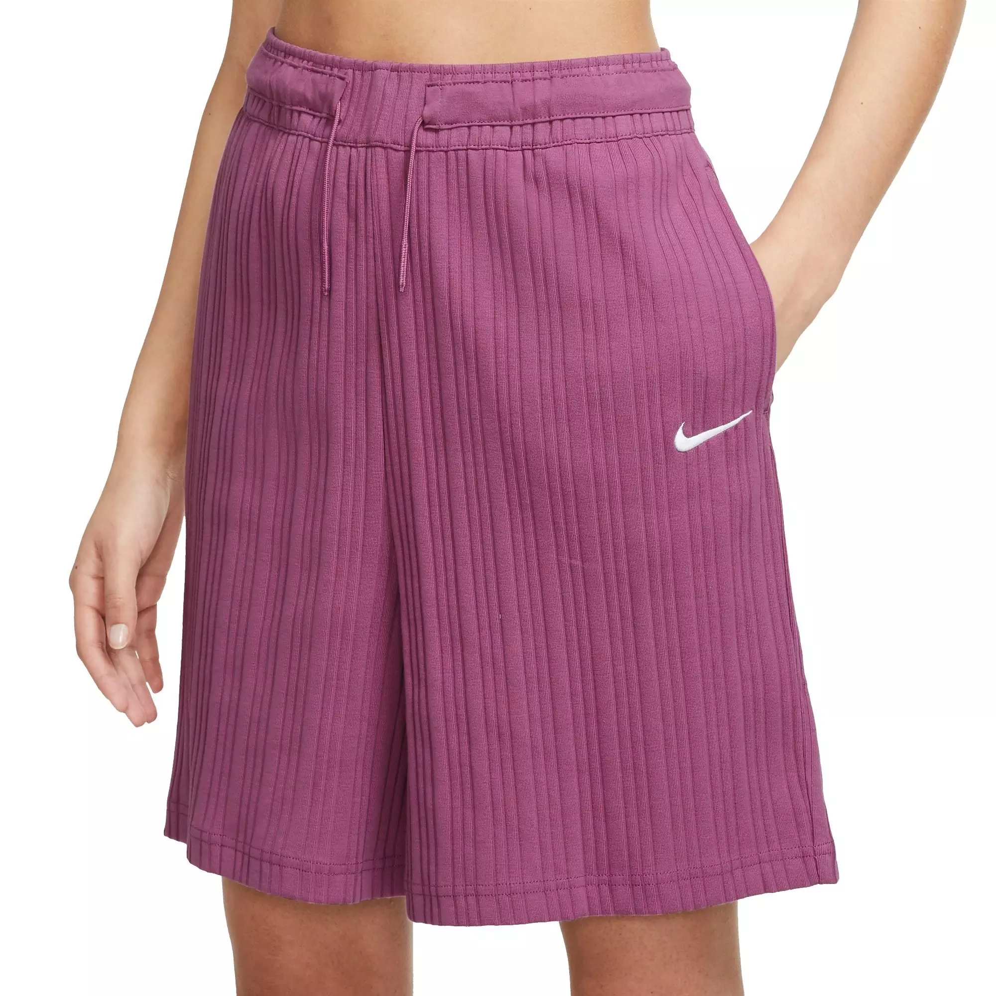Nike Women's Sportswear Ribbed Jersey Baller Shorts - PURPLE