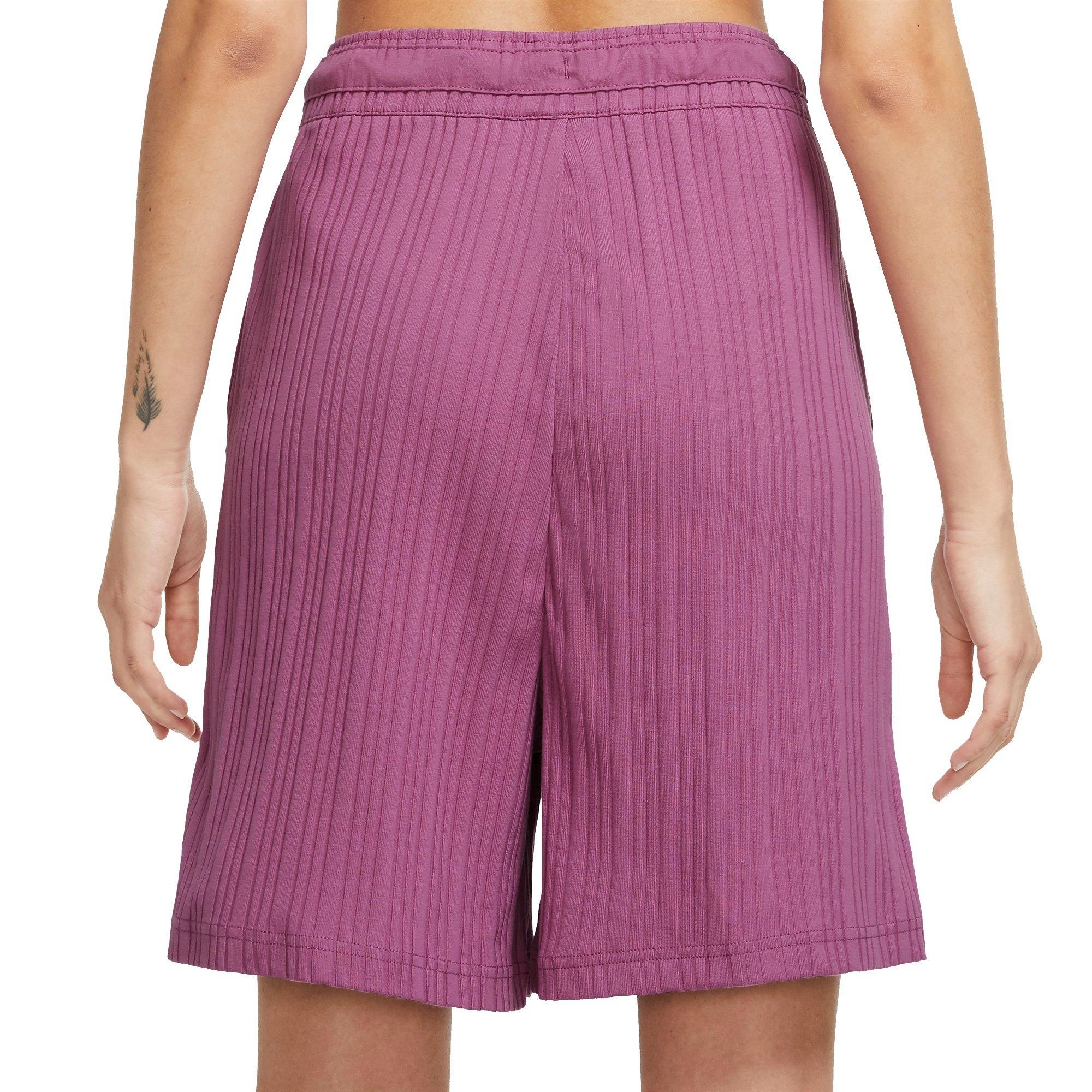 Nike Women's Sportswear Ribbed Jersey Baller Shorts - PURPLE Thumbnail View 2