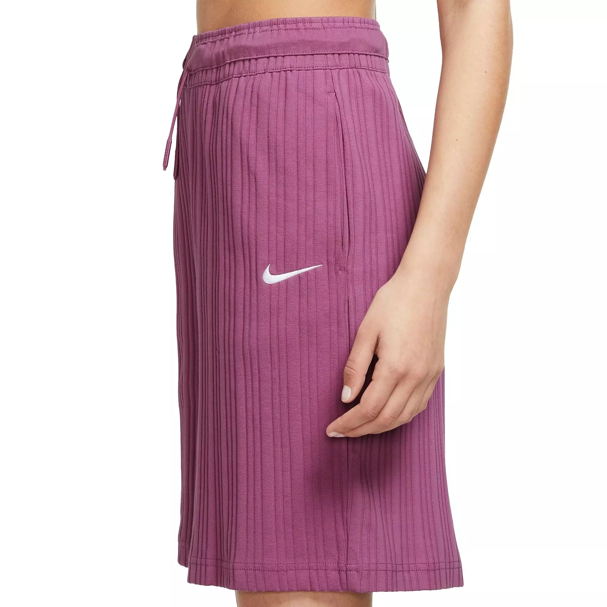 Nike Women's Sportswear Ribbed Jersey Baller Shorts - PURPLE
