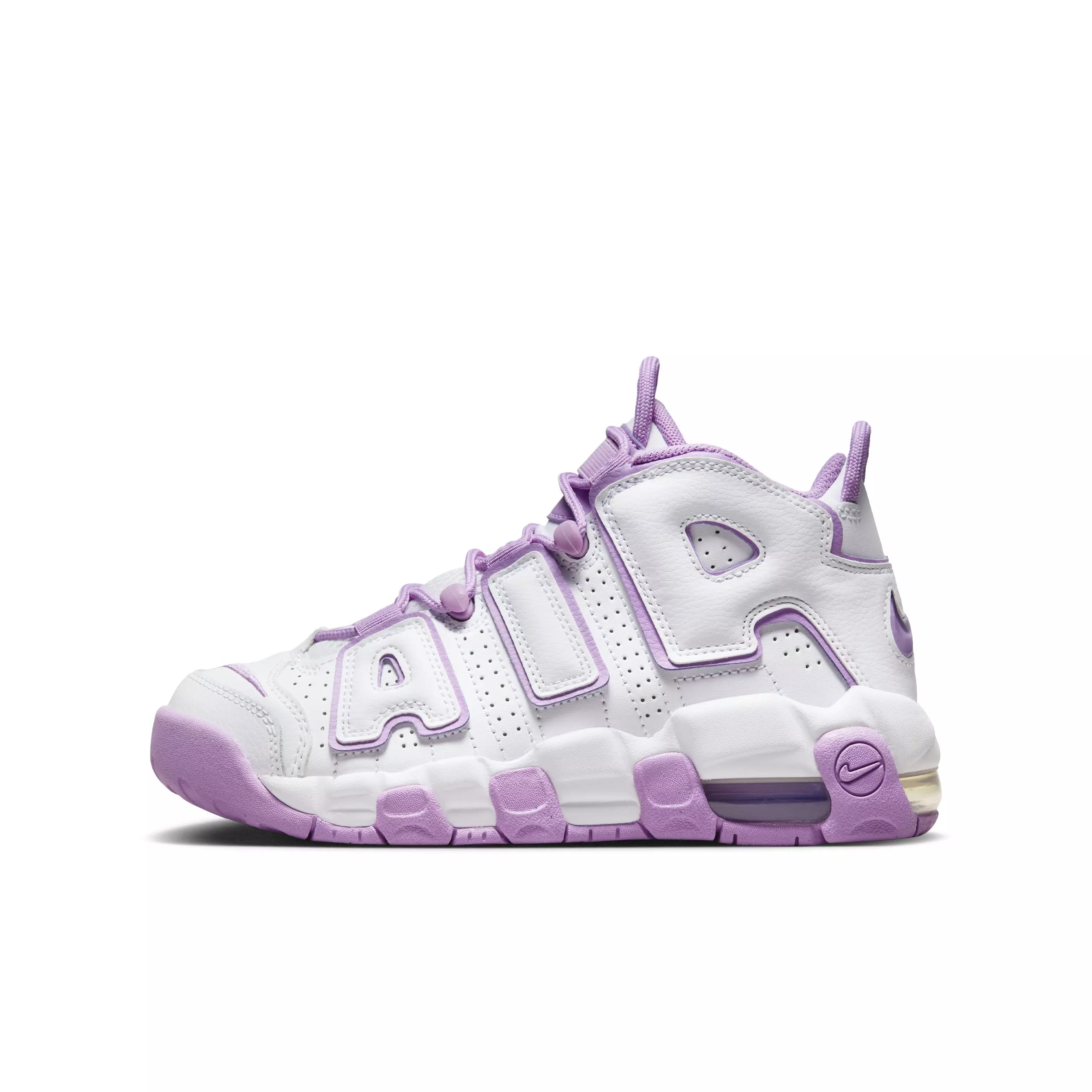 Nike Air More Uptempo "White/Rush Fuchsia/Rush Fuchsia" Grade School Kids' Shoe - WHITE/FUCHSIA/FUCHSIA