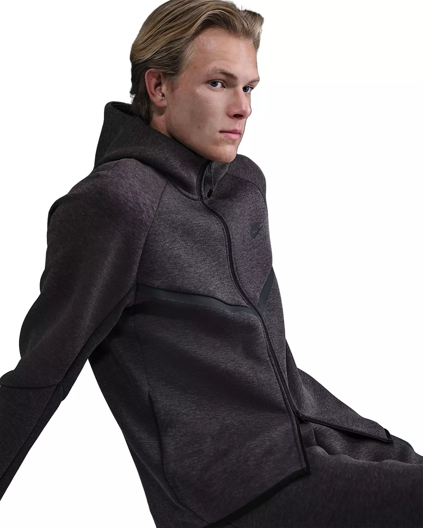 Nike Men's Tech Fleece Windrunner Full-Zip Jacket - Black Heather - BLACK HEATHER
