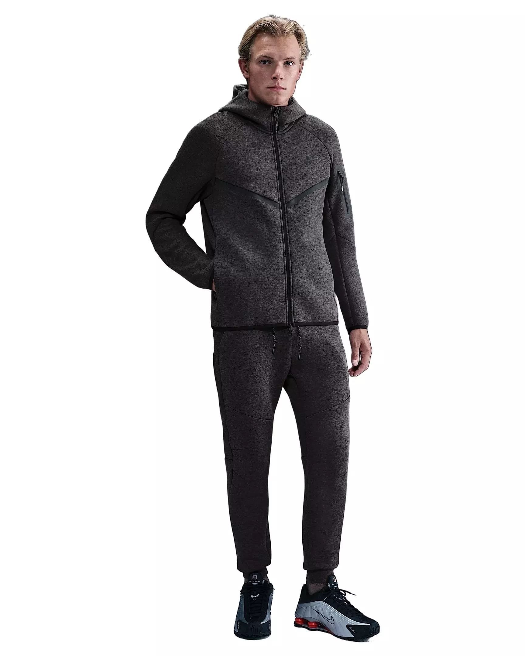 Nike Men's Tech Fleece Windrunner Full-Zip Jacket - Black Heather - BLACK HEATHER