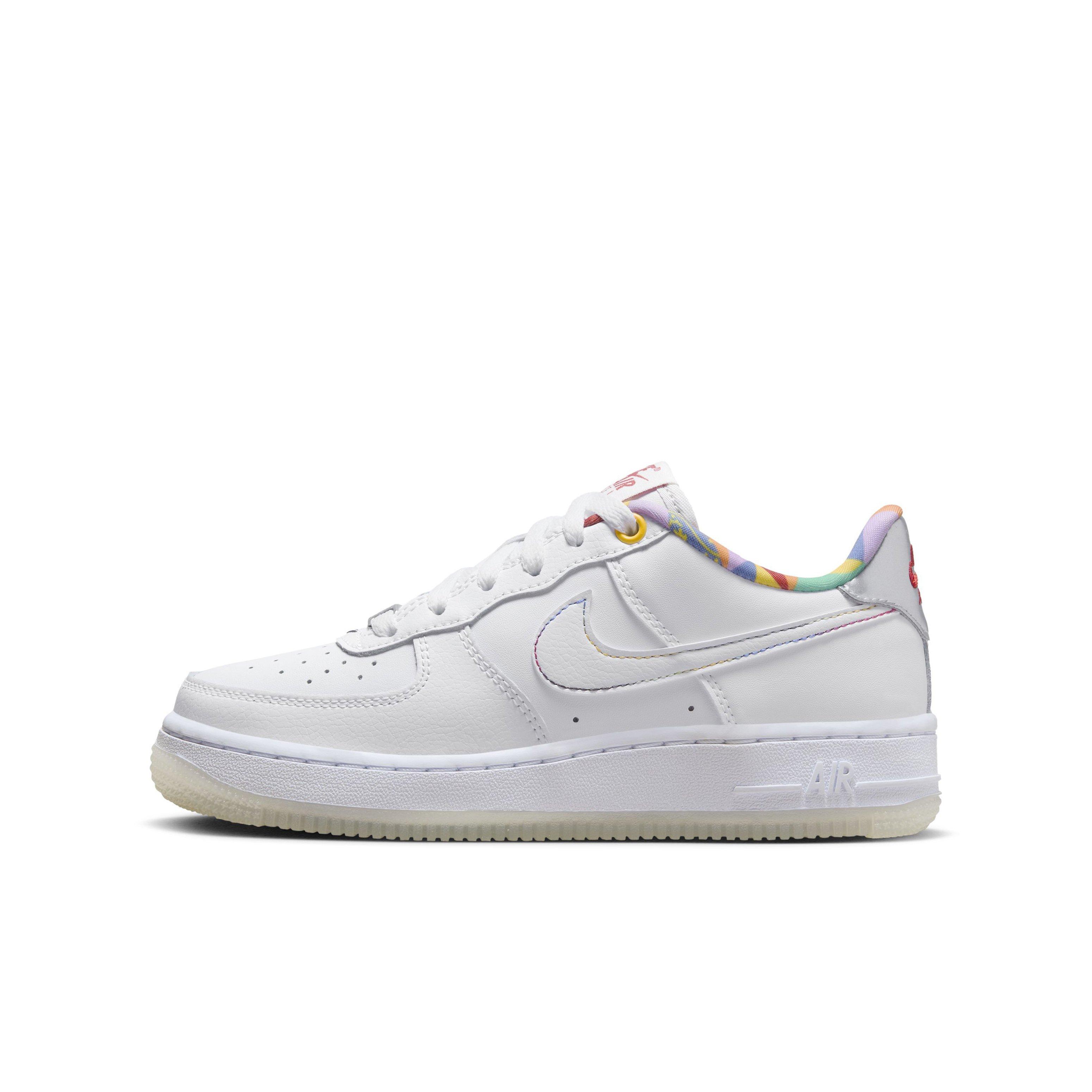 Nike Air Force 1 LV8 Grade School Boys' "White/White/White/Midnight Navy" Shoe