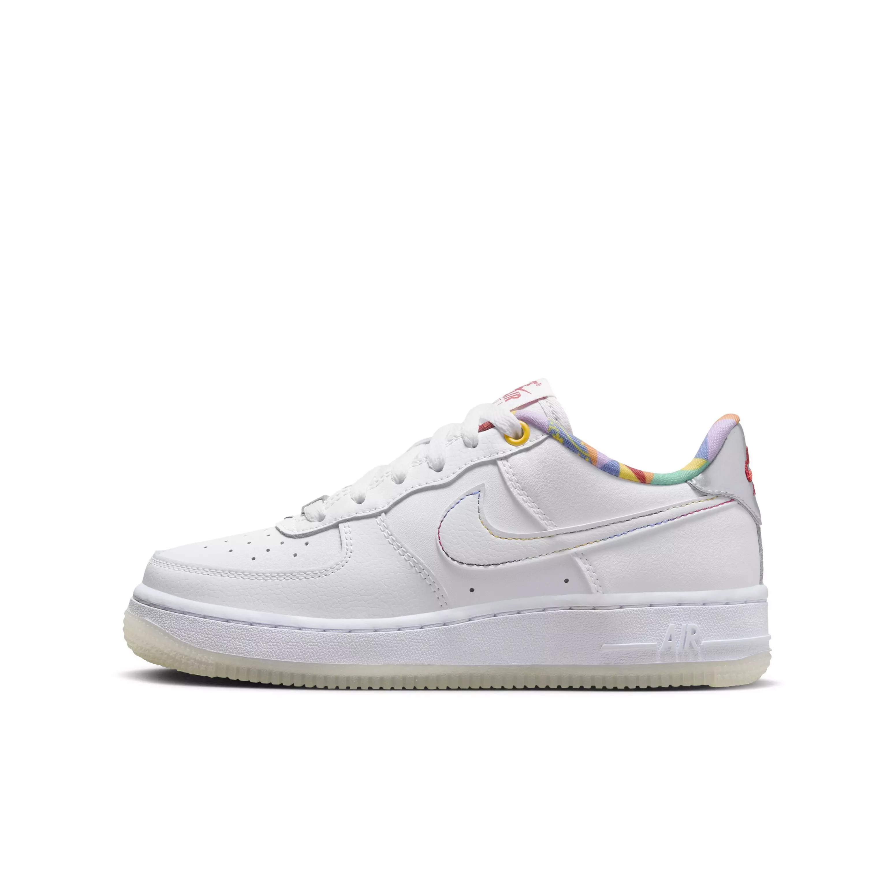 Nike Air Force 1 LV8 "White/White/White/Midnight Navy" Grade School Boys' Shoe - WHITE/WHITE/WHITE/NAVY