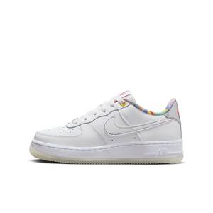 Nike Air Force 1 LV8 "White/White/White/Midnight Navy" Grade School Boys' Shoe