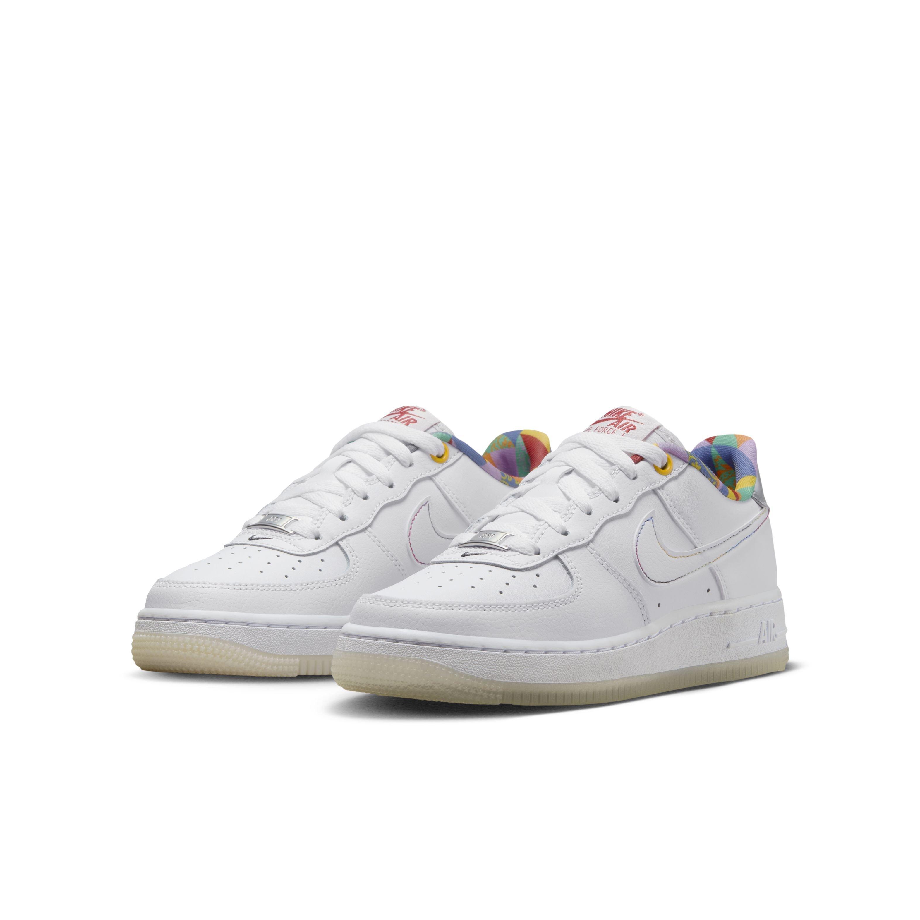 Nike Air Force 1 LV8 Grade School Boys' "White/White/White/Midnight Navy" Shoe