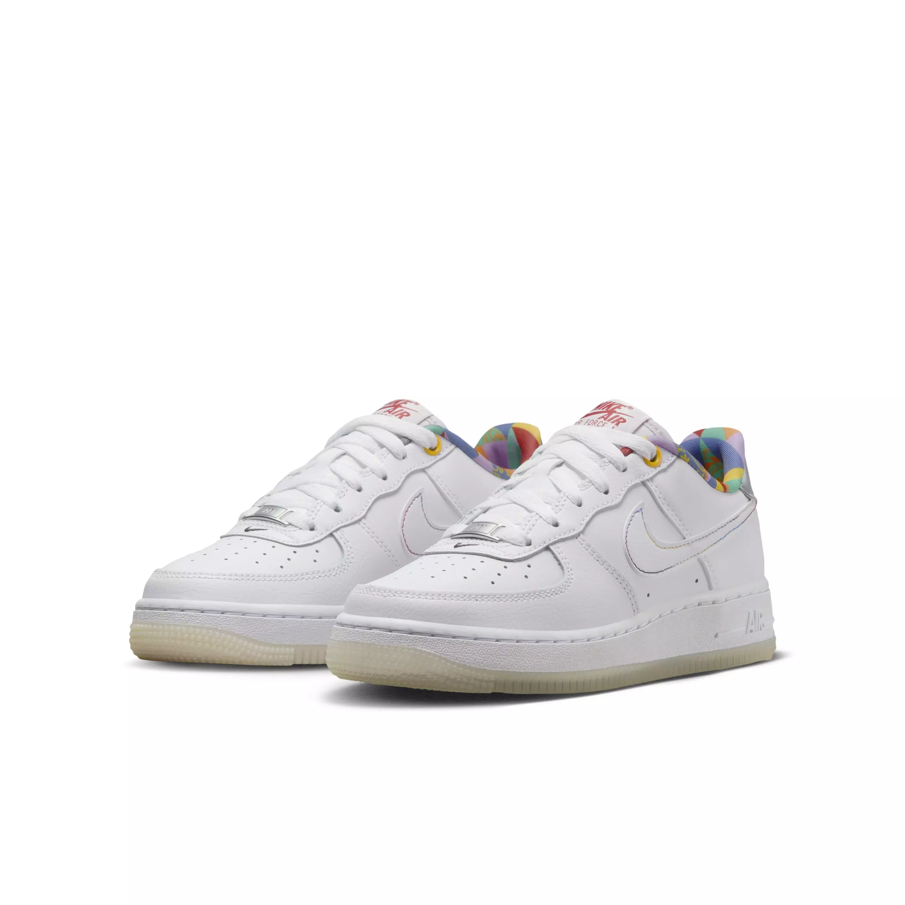 Nike Air Force 1 LV8 "White/White/White/Midnight Navy" Grade School Boys' Shoe - WHITE/WHITE/WHITE/NAVY