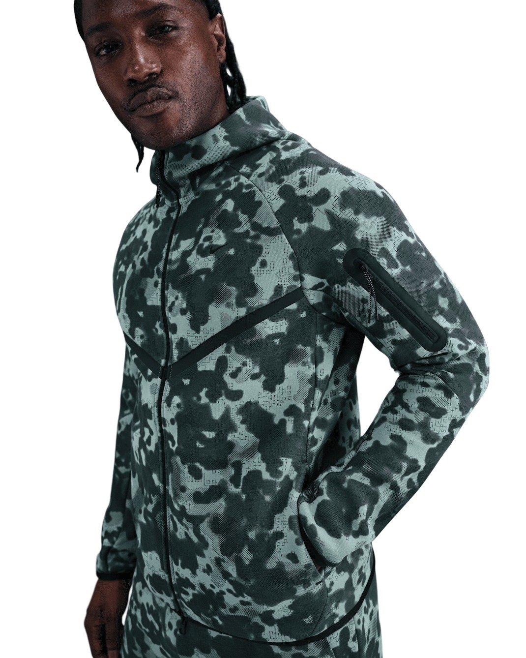 Nike Men's Tech Full-Zip Fleece Camo Windrunner Jacket - Green - GREEN Thumbnail View 1