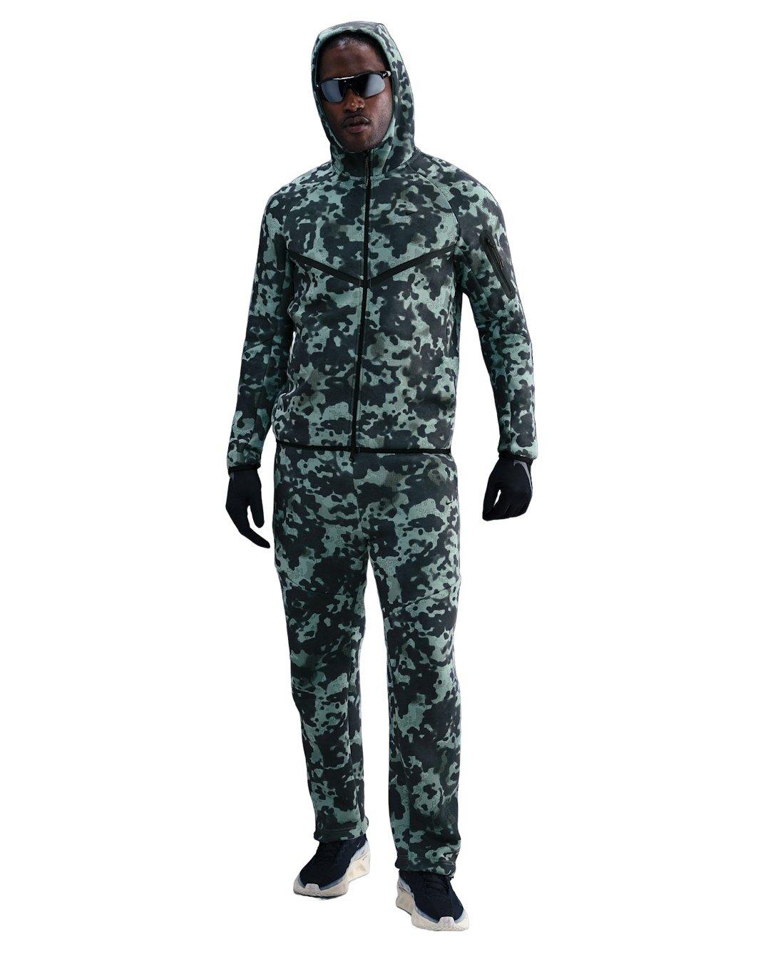 Nike Men's Tech Full-Zip Fleece Camo Windrunner Jacket - Green - GREEN Thumbnail View 4