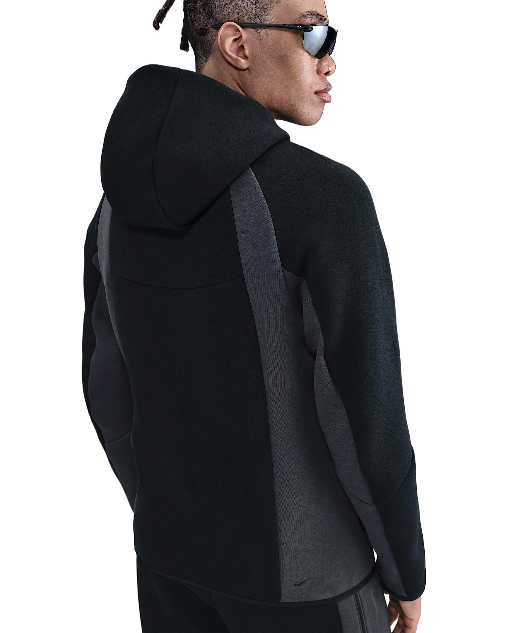 Nike Men's Tech Color Block Full-Zip Fleece Windrunner Jacket - BLACK Thumbnail View 2