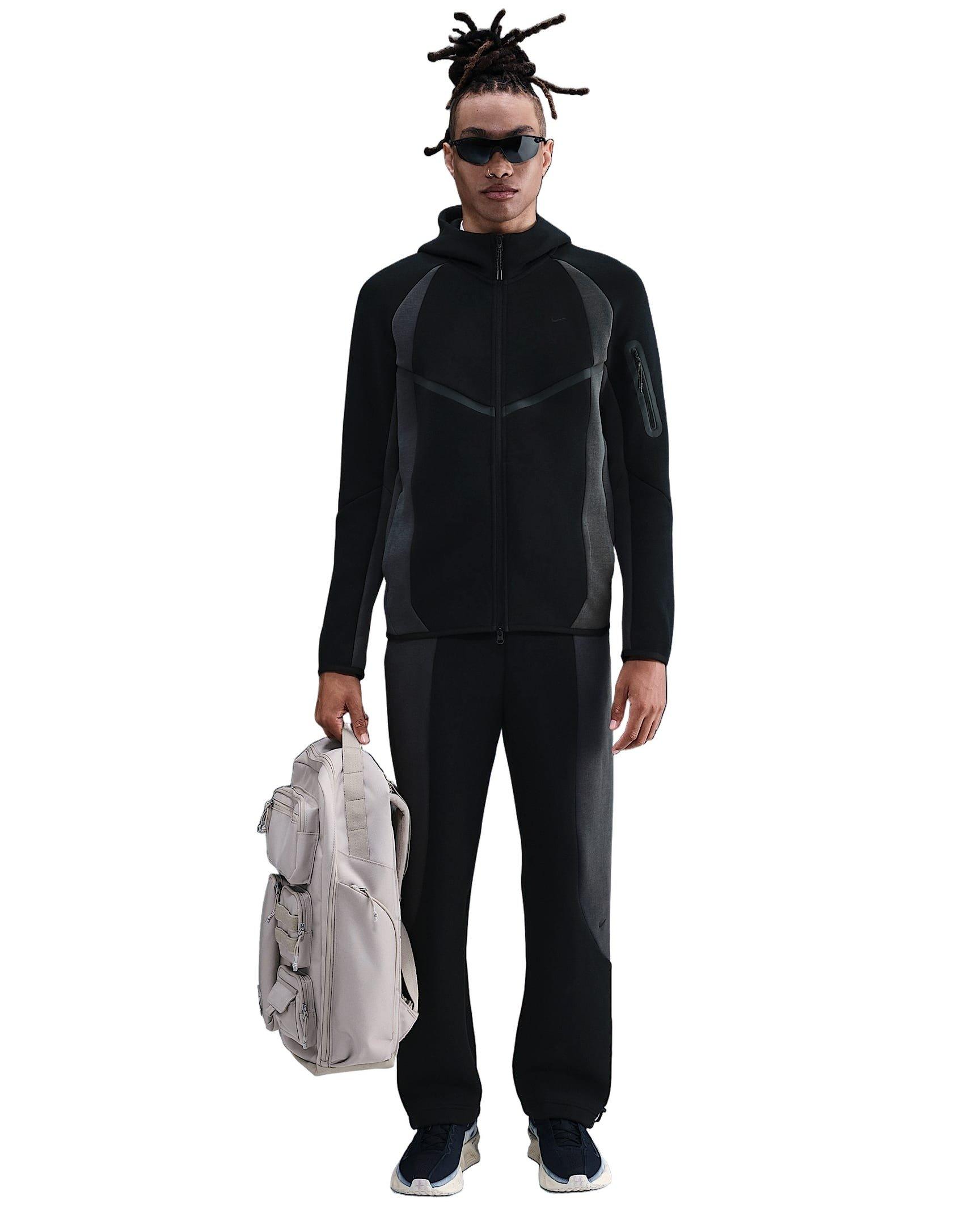 Nike Men's Tech Color Block Full-Zip Fleece Windrunner Jacket - BLACK Thumbnail View 4