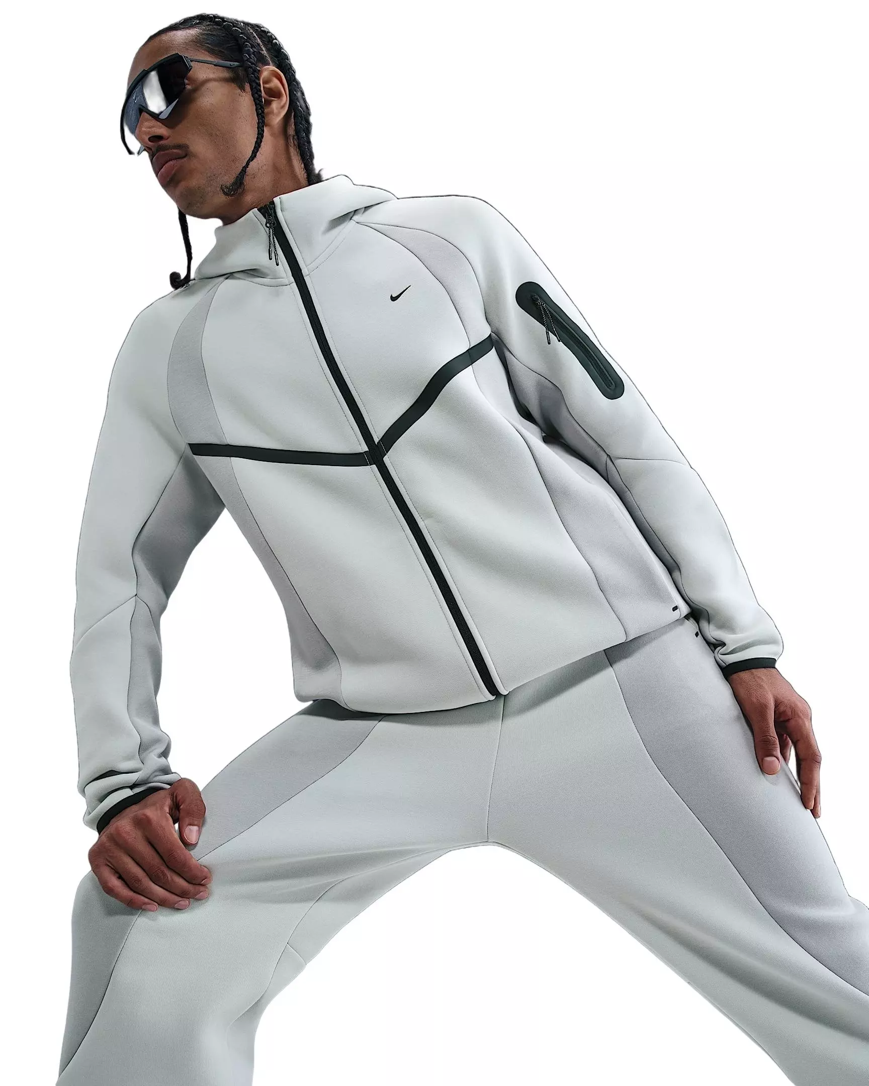 Nike Men's Tech Color Block Full-Zip Fleece Windrunner Jacket - GREY