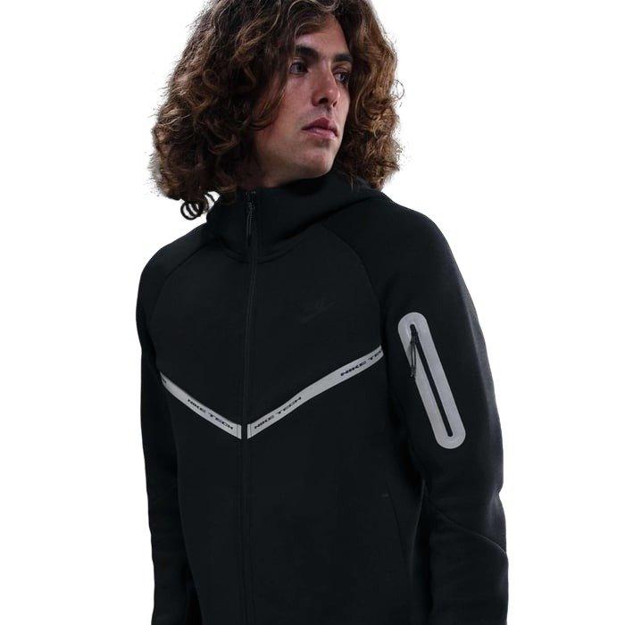 Nike Men's Tech Full-Zip Fleece Windrunner Jacket with Reflective Accents - BLACK Thumbnail View 1