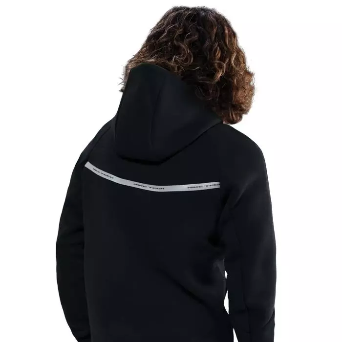 Nike Men's Tech Full-Zip Fleece Windrunner Jacket with Reflective Accents - BLACK