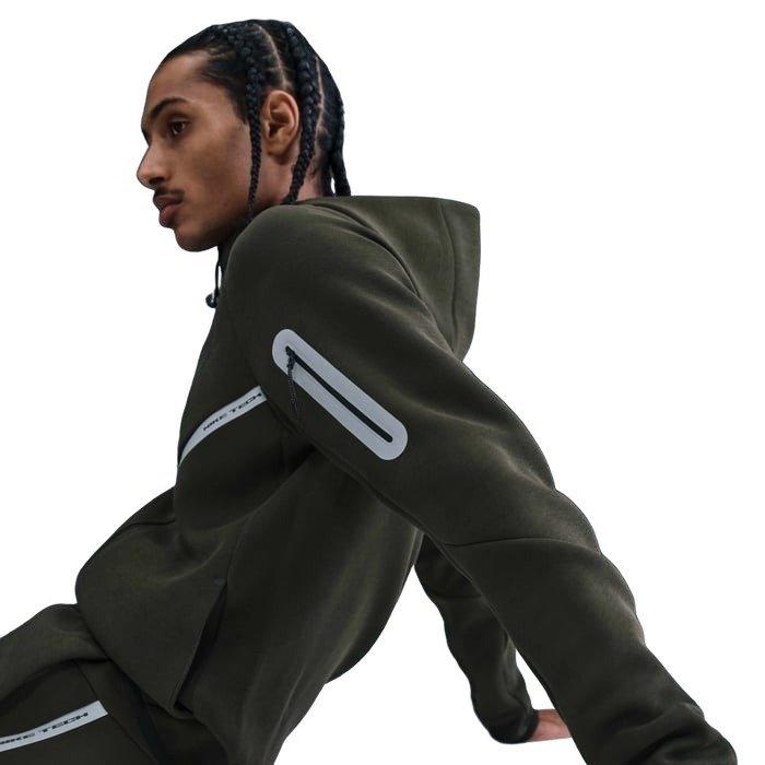 Nike Men's Tech Full-Zip Fleece Windrunner Jacket with Reflective Accents - GREEN Thumbnail View 3