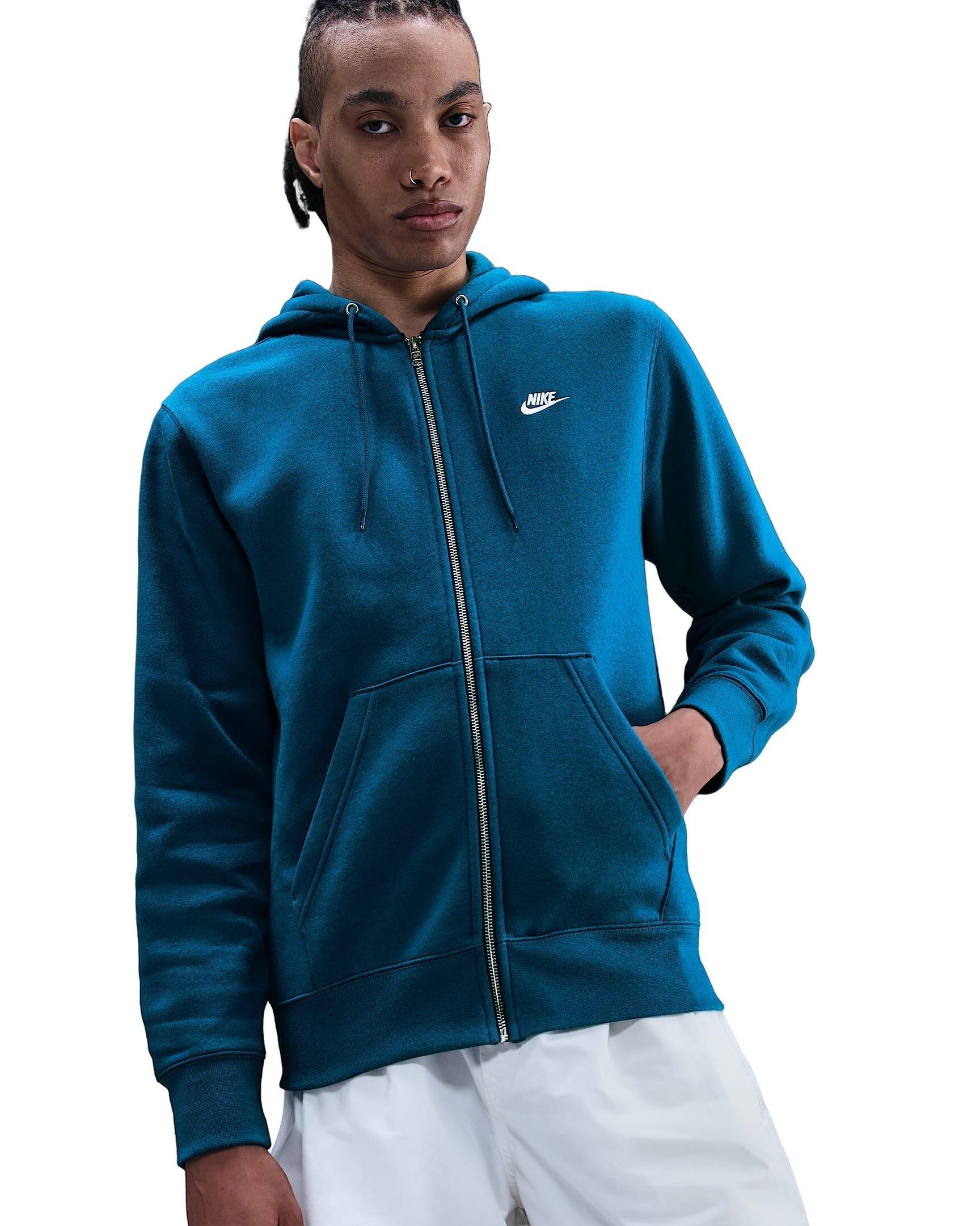 Nike Men's Club Full-Zip Fleece Hooded Jacket - BLUE Thumbnail View 1