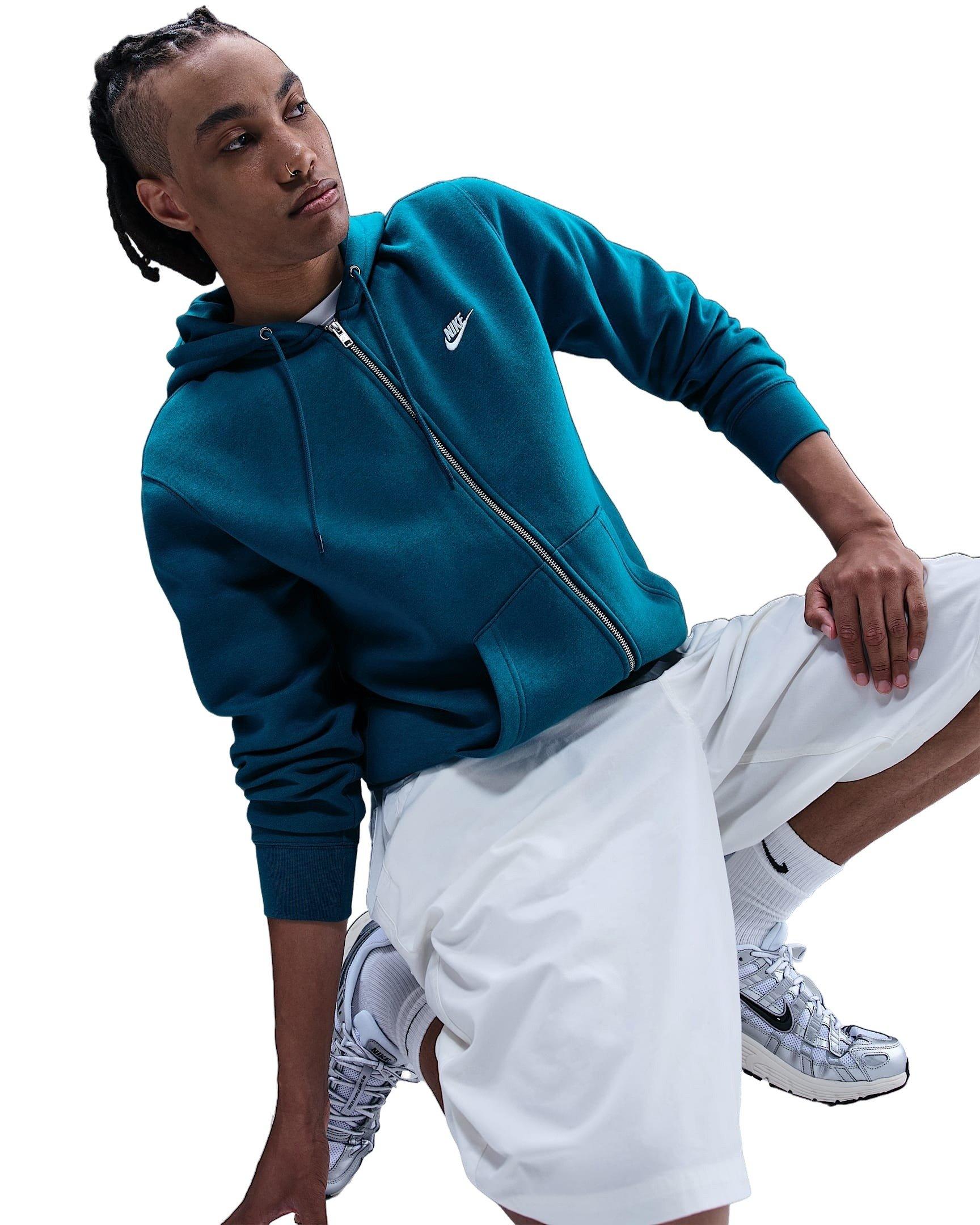 Nike Men's Club Full-Zip Fleece Hooded Jacket - BLUE Thumbnail View 3