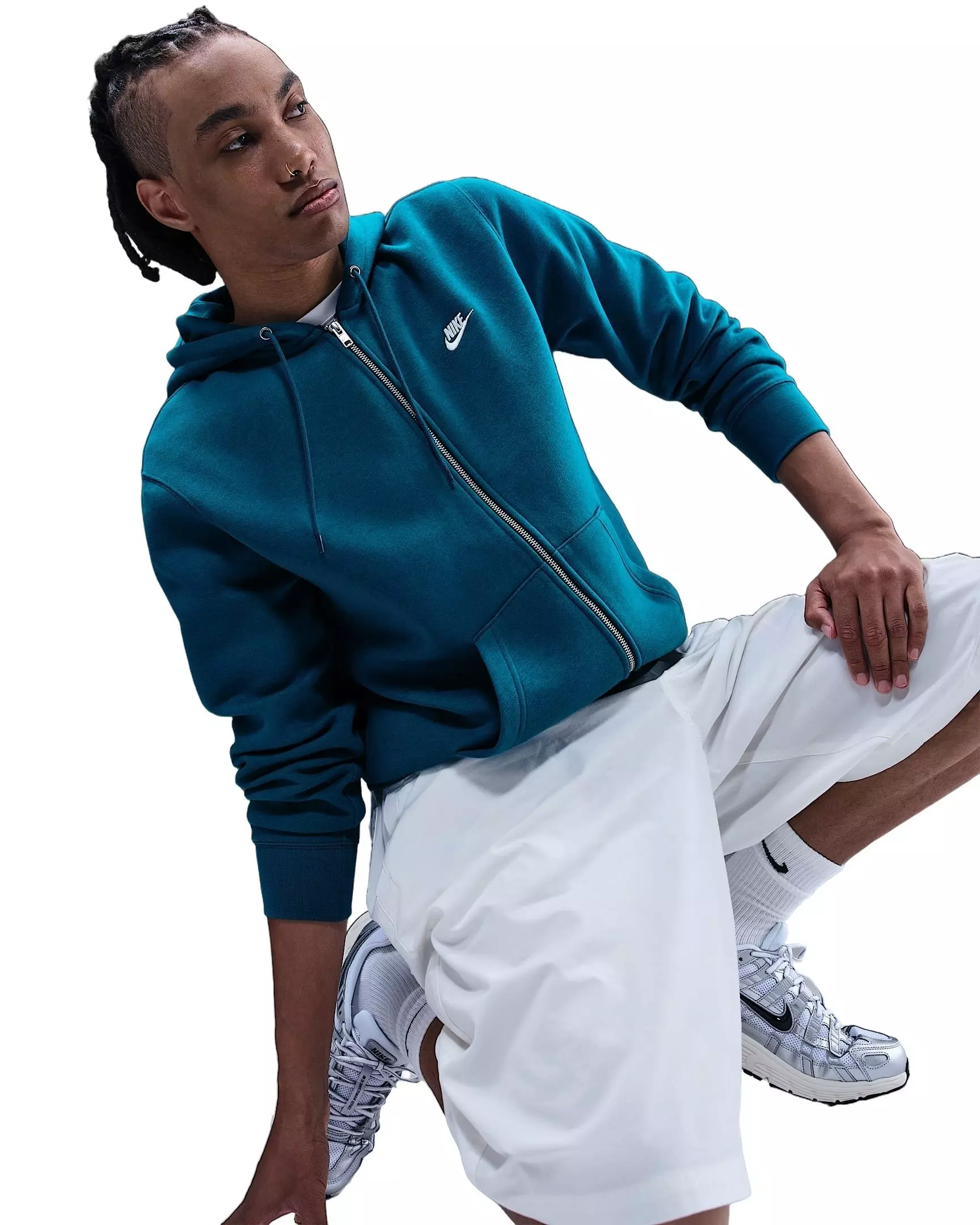 Nike Men's Club Full-Zip Fleece Hooded Jacket - BLUE