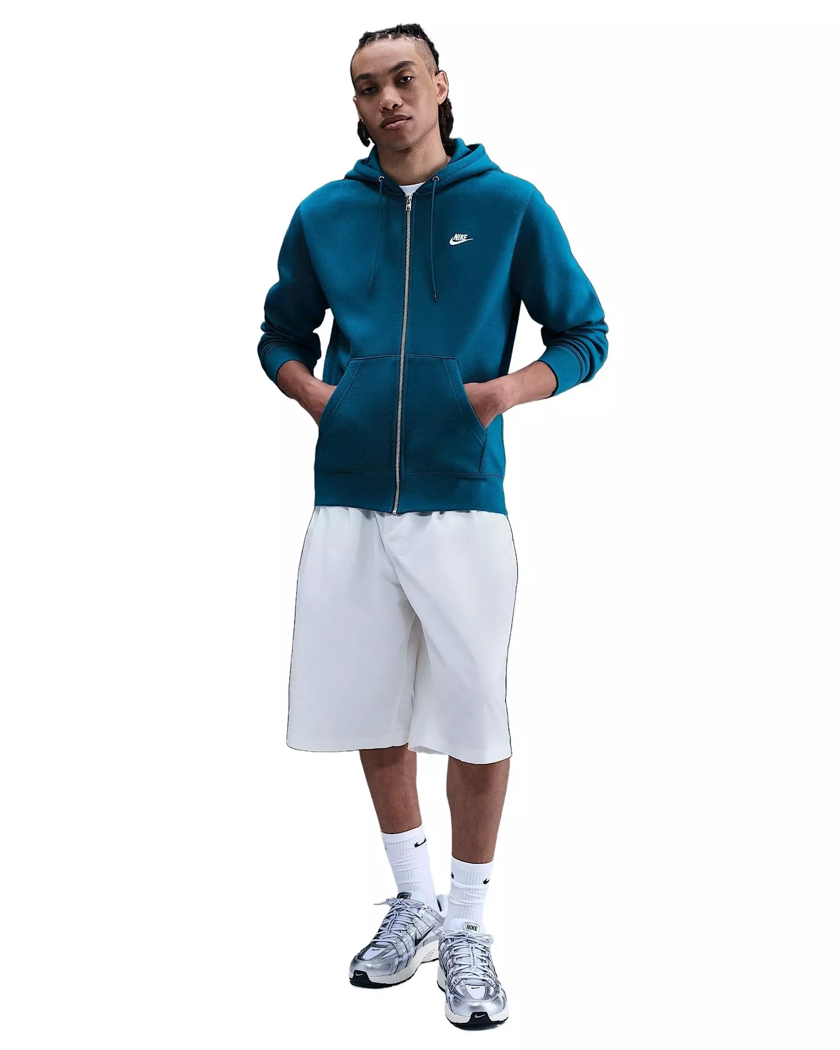 Nike Men's Club Full-Zip Fleece Hooded Jacket - BLUE