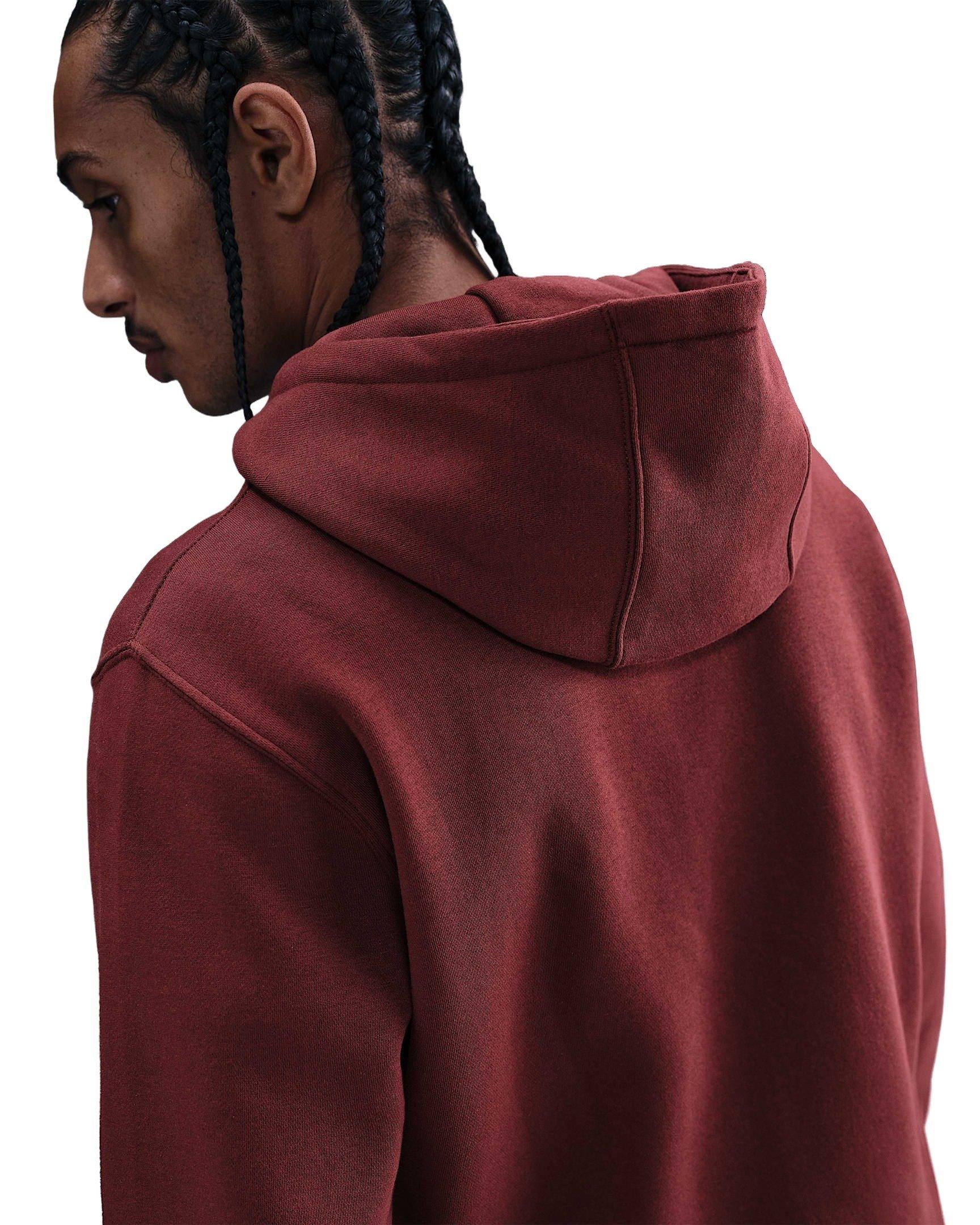 Nike Men's Club Full-Zip Fleece Hooded Jacket - RED Thumbnail View 2