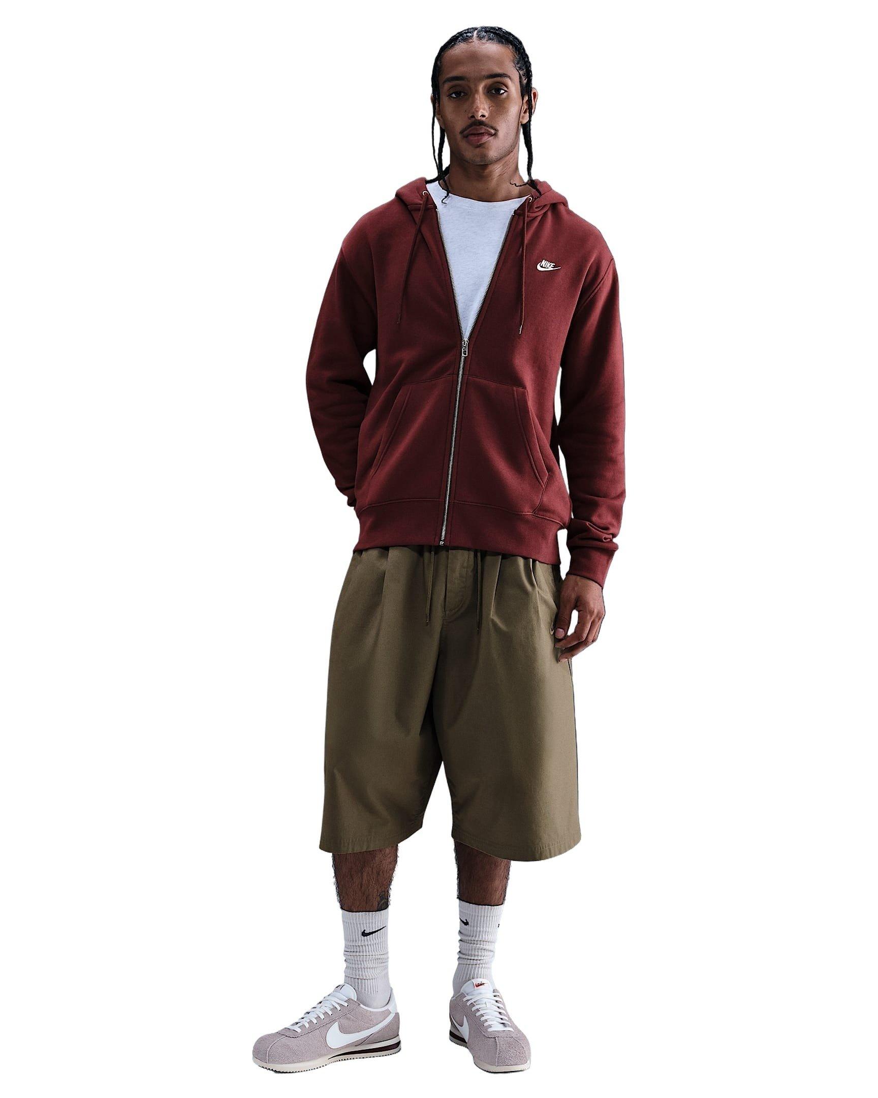 Nike Men's Club Full-Zip Fleece Hooded Jacket - RED Thumbnail View 4