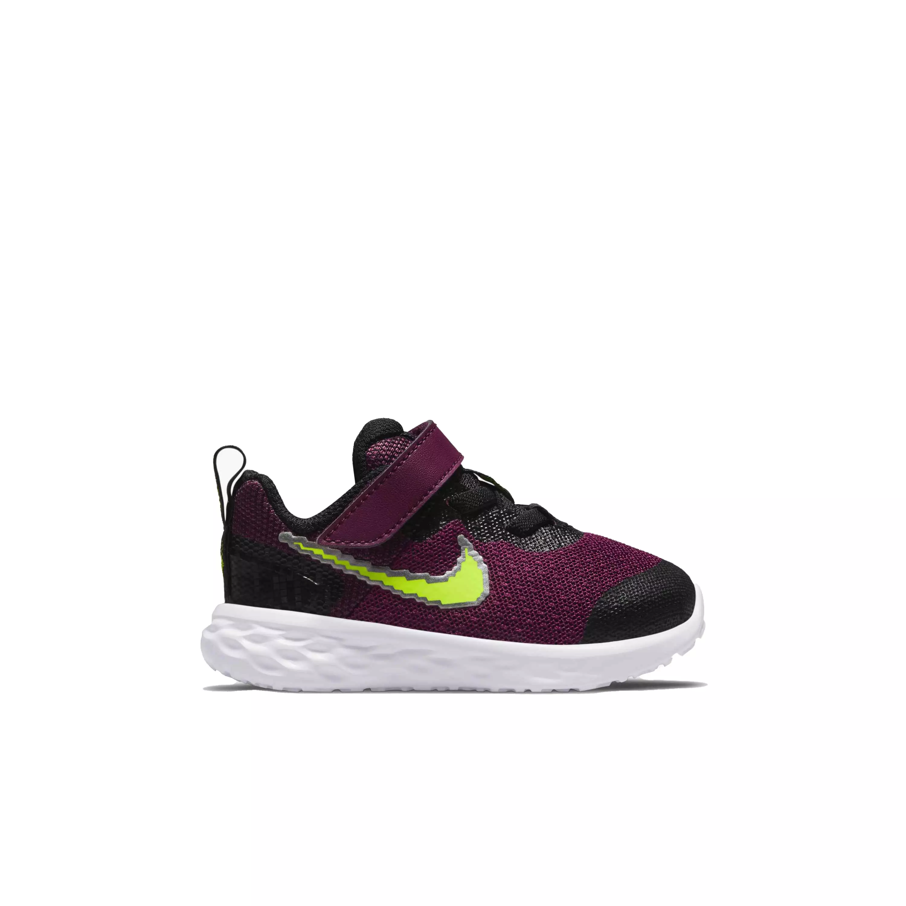 Nike Revolution 6 SE "Sangria/Volt/Black/White" Infant Girls' Running Shoe - RED