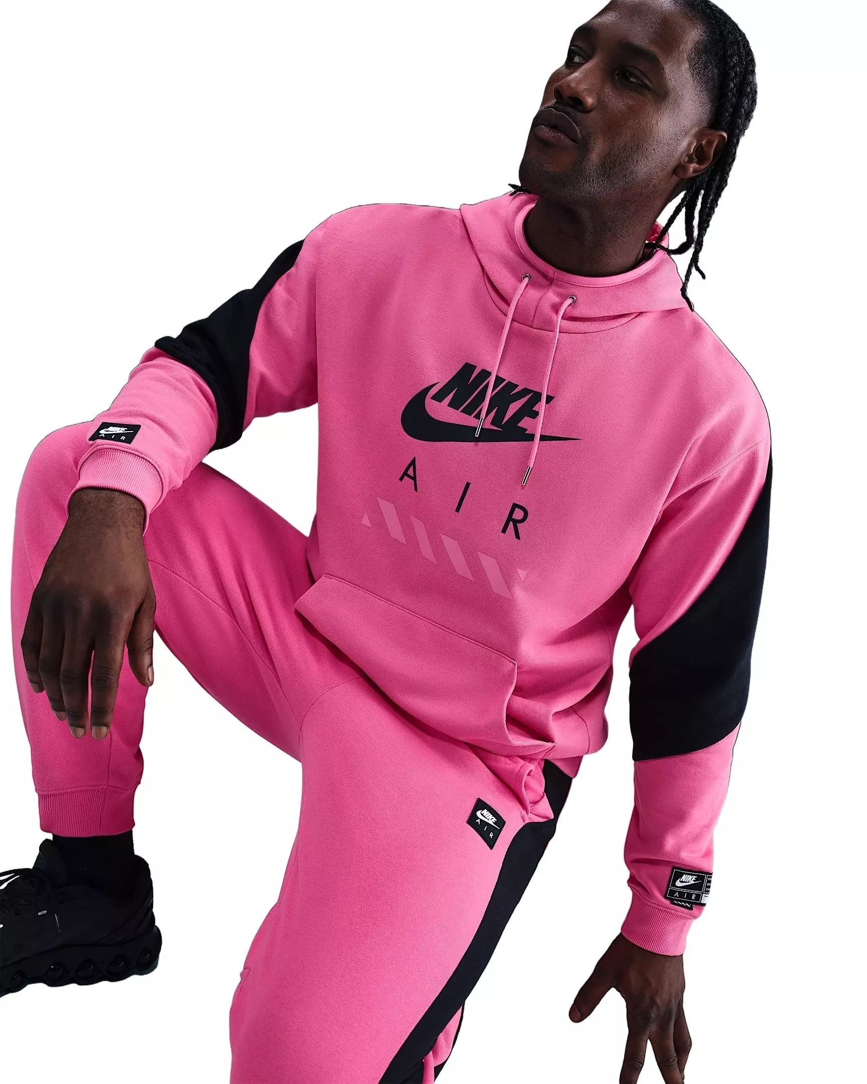 Nike Men's Air Fleece Pullover Hoodie - Pink - PINK