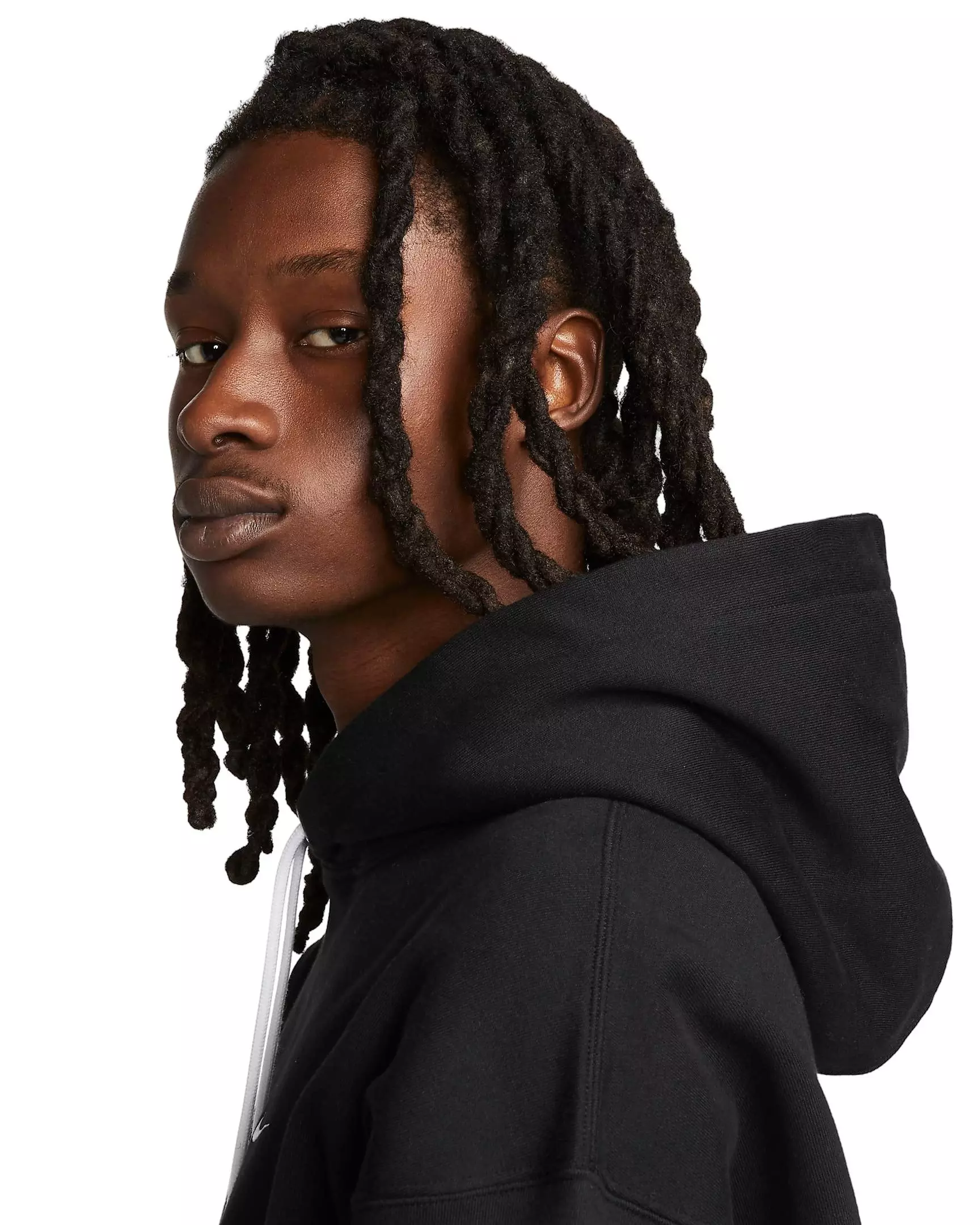 Nike Men's Solo Swoosh Loose Fleece Pullover Hoodie - BLACK