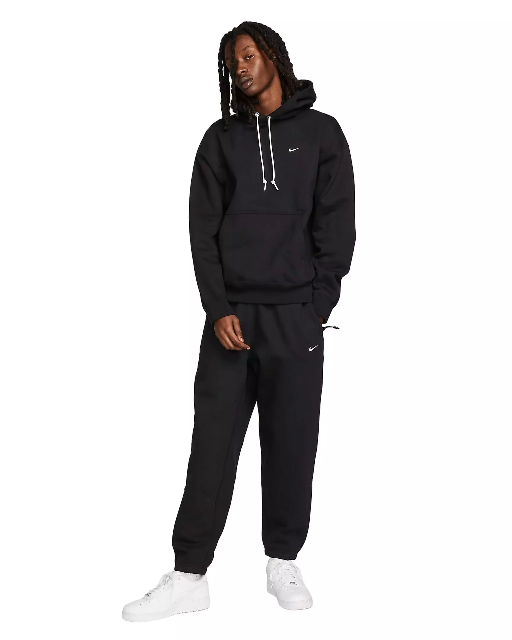 Nike Men's Solo Swoosh Fleece Pullover Hoodie - BLACK