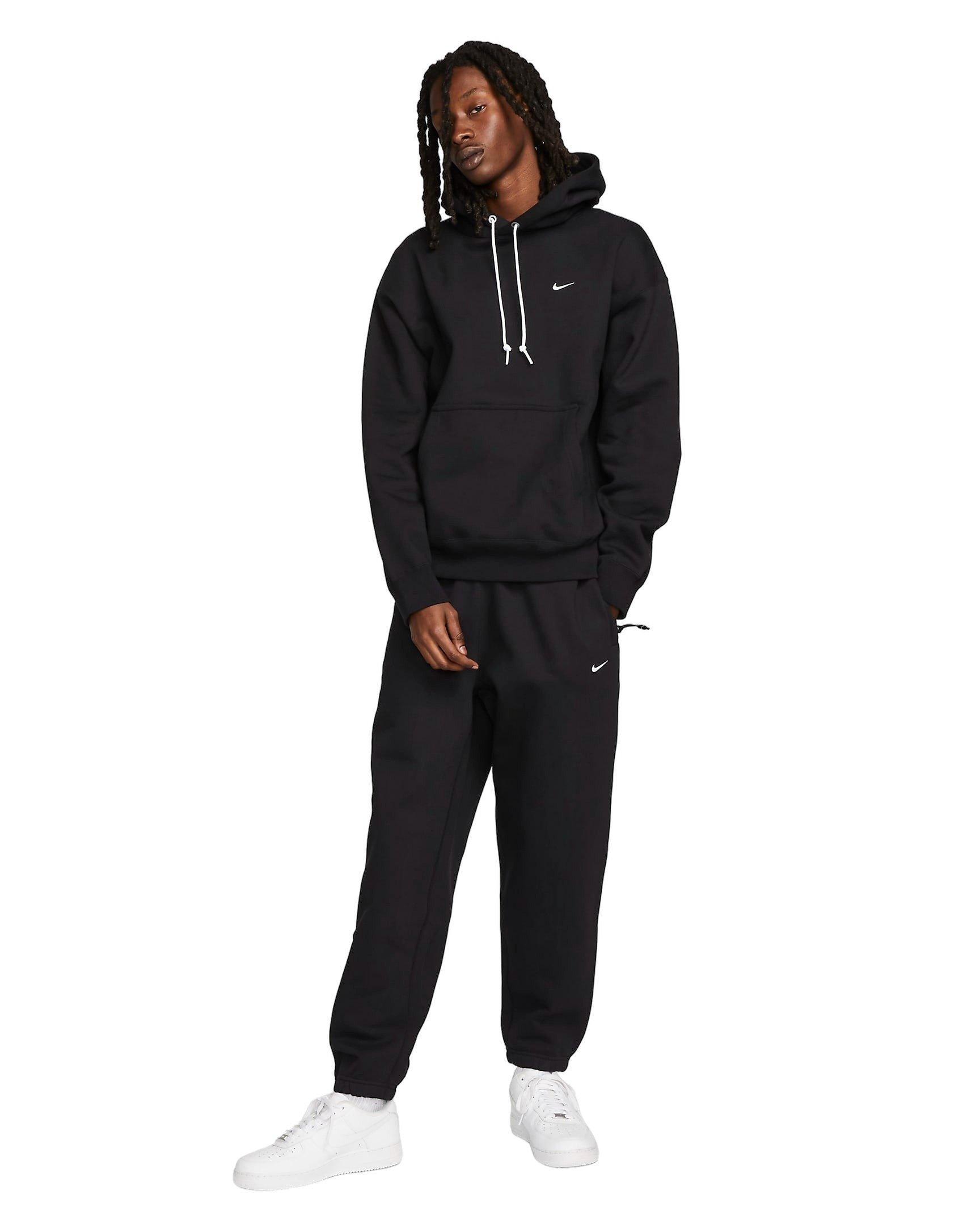 Nike Men's Solo Swoosh Loose Fleece Pullover Hoodie - BLACK Thumbnail View 6