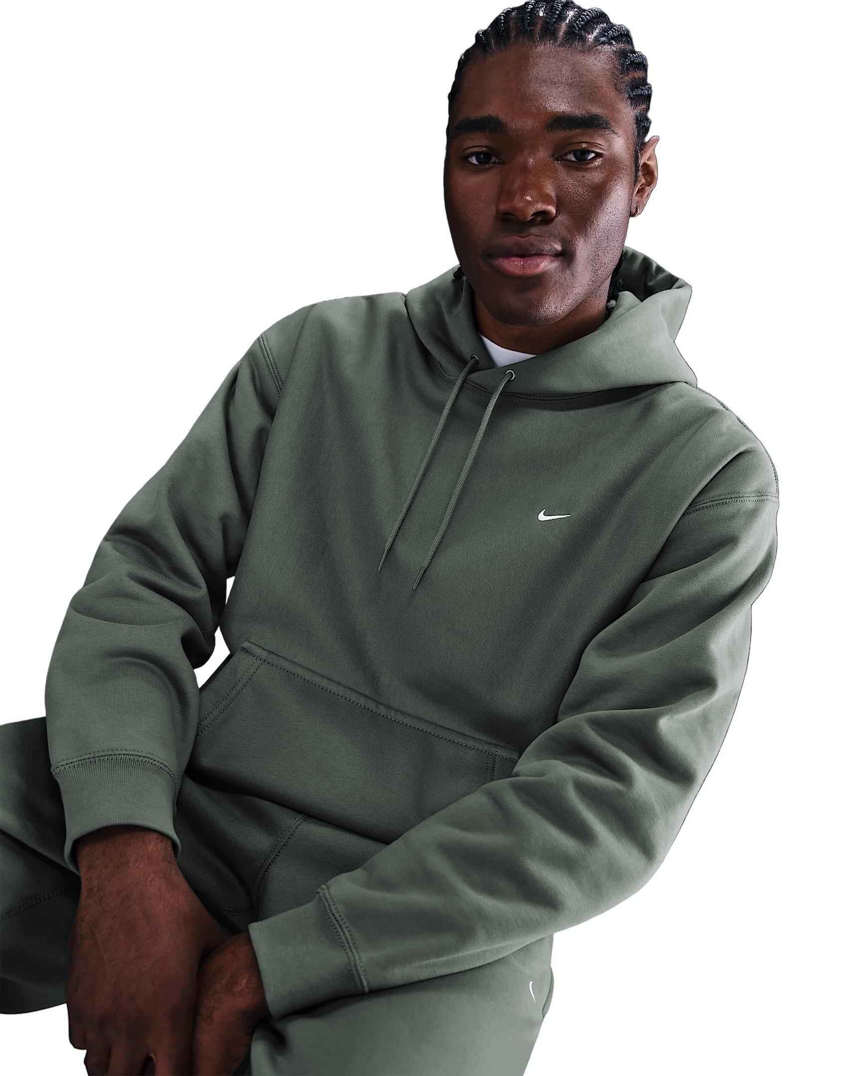 Nike Men's Solo Swoosh Loose Fleece Pullover Hoodie - GREEN Thumbnail View 3