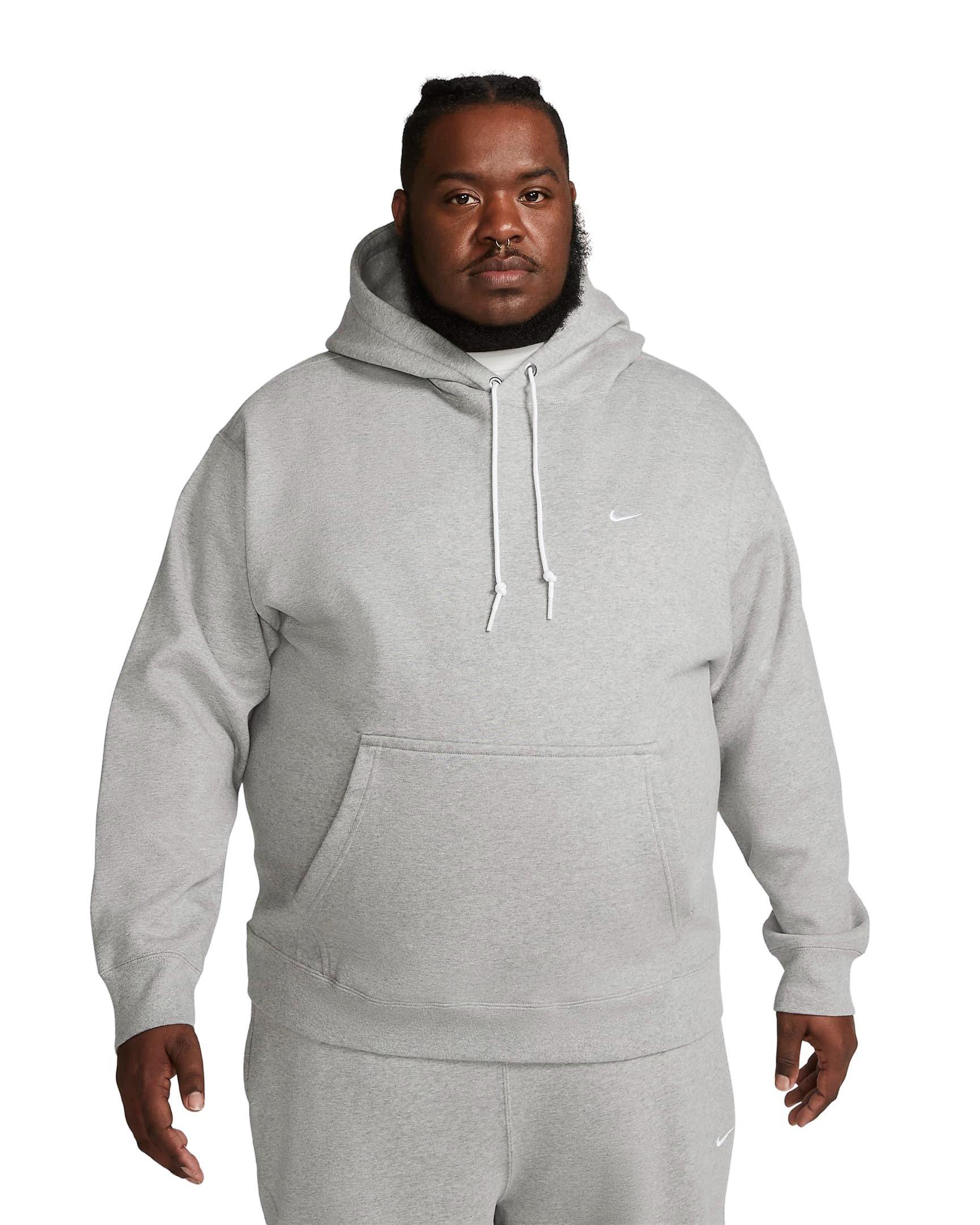 Nike Men's Solo Swoosh Loose Fleece Pullover Hoodie - LIGHT GREY Thumbnail View 1