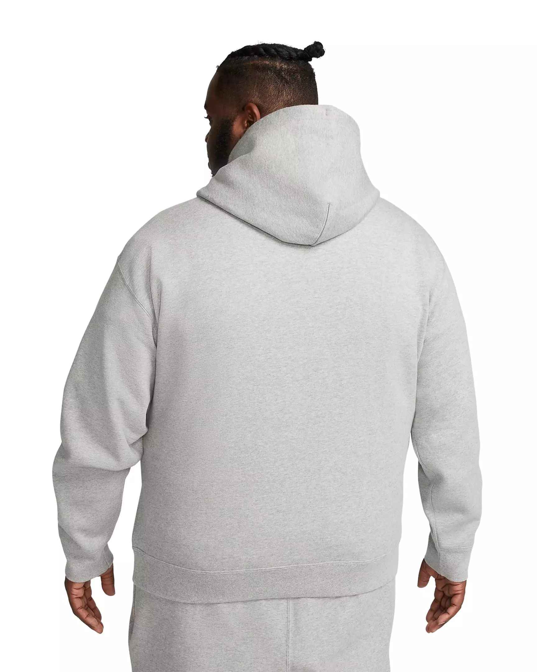 Nike Men's Solo Swoosh Loose Fleece Pullover Hoodie - LIGHT GREY