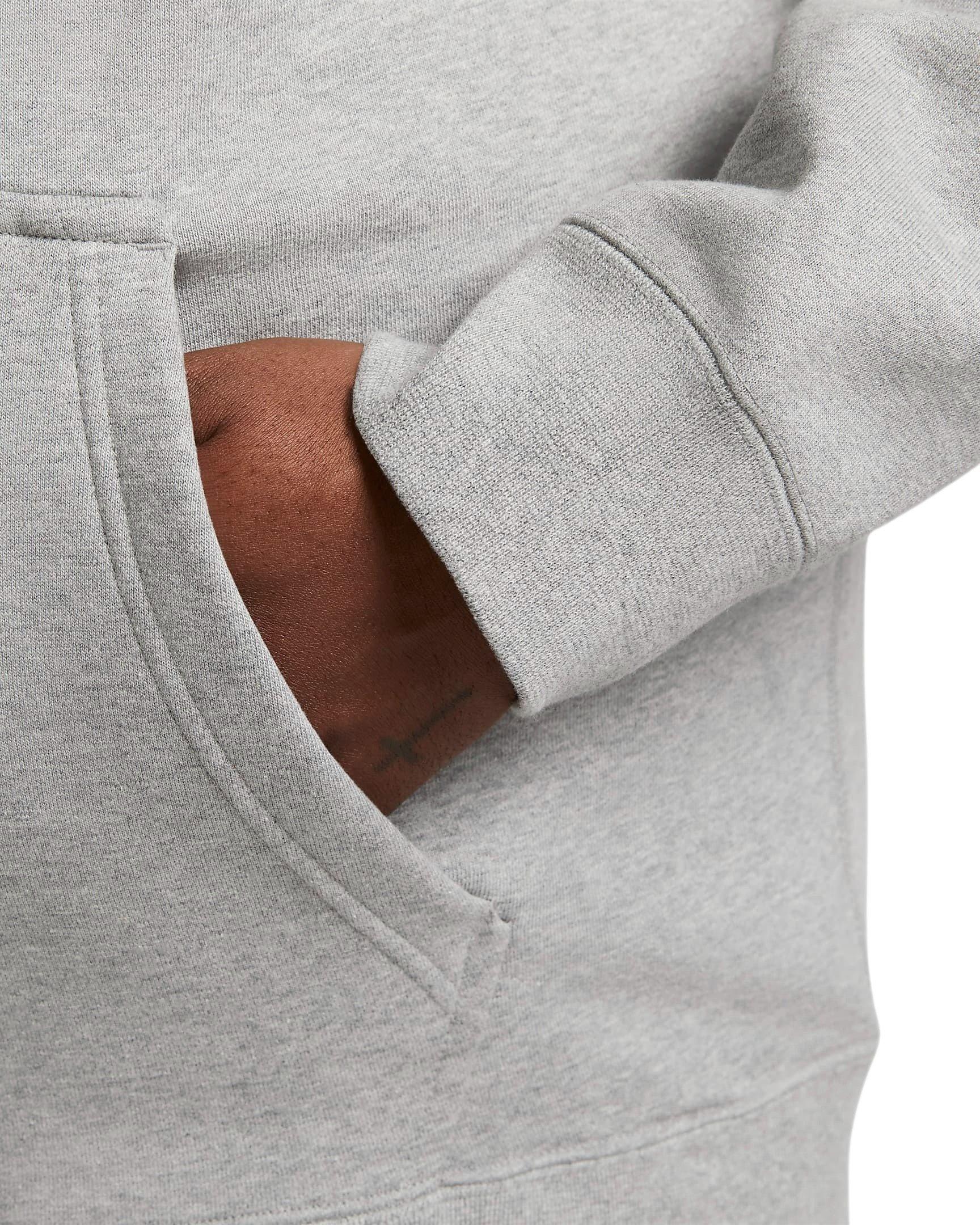 Nike Men's Solo Swoosh Loose Fleece Pullover Hoodie - LIGHT GREY Thumbnail View 5