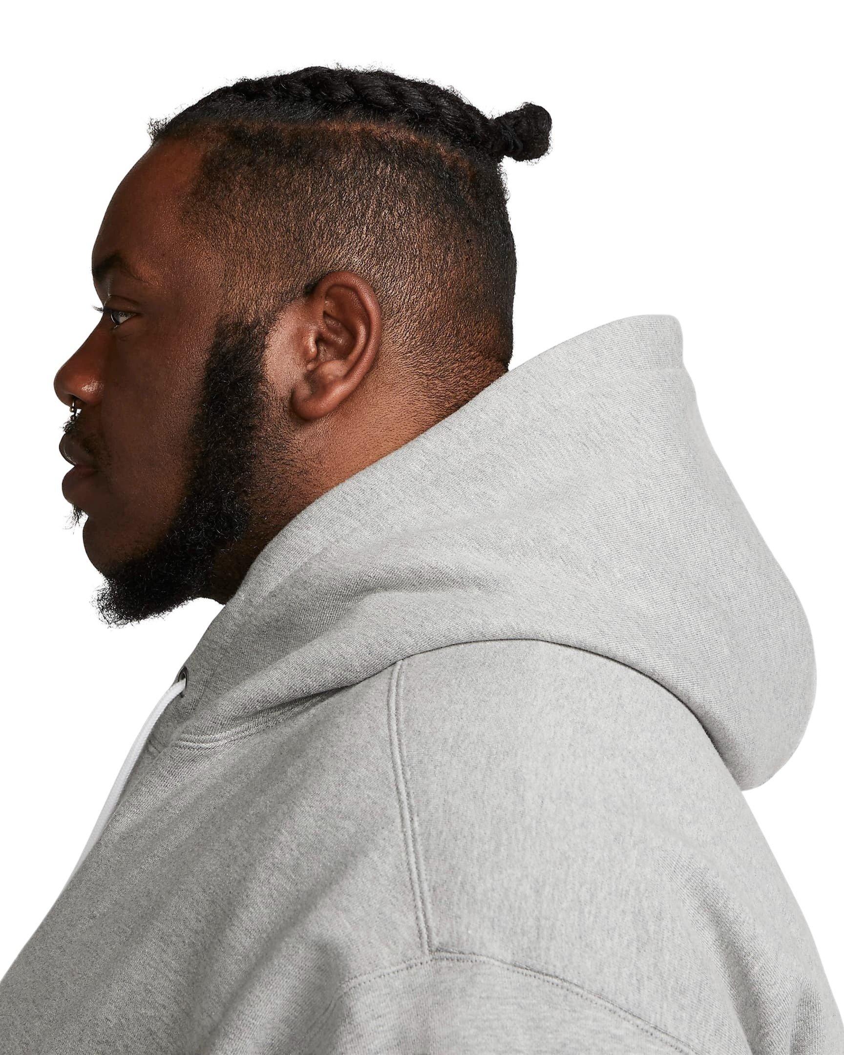 Nike Men's Solo Swoosh Loose Fleece Pullover Hoodie - LIGHT GREY Thumbnail View 6