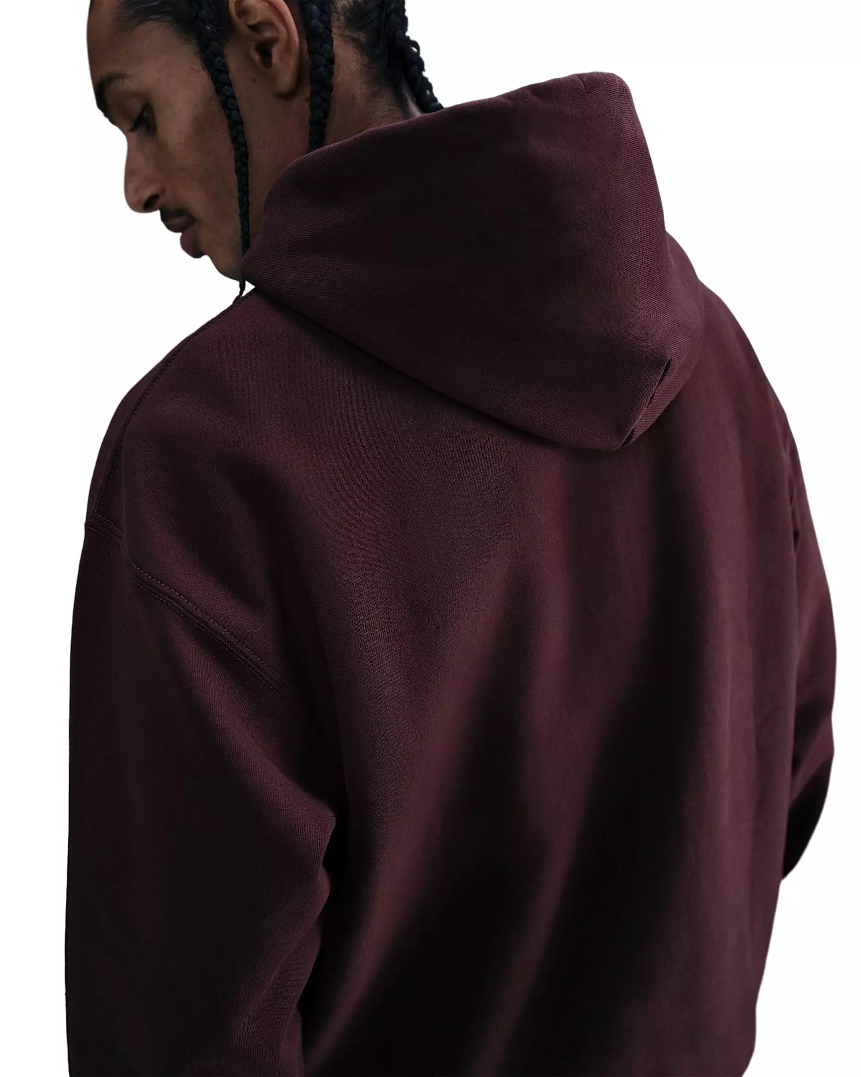Nike Men's Solo Swoosh Loose Fleece Pullover Hoodie - BURGUNDY