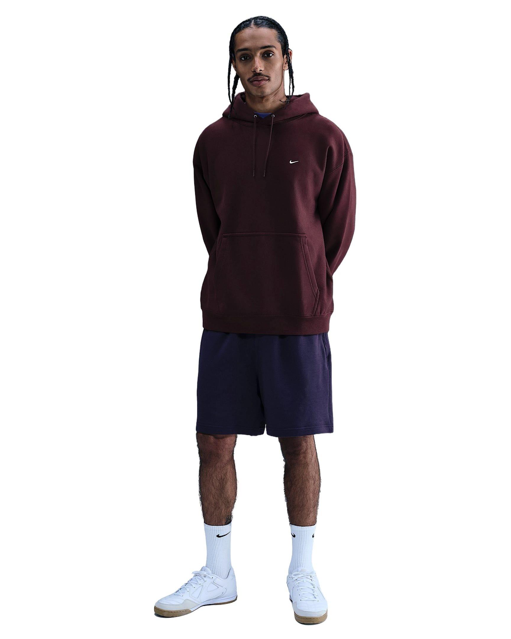Nike Men's Solo Swoosh Fleece Pullover Hoodie - BURGUNDY Thumbnail View 4
